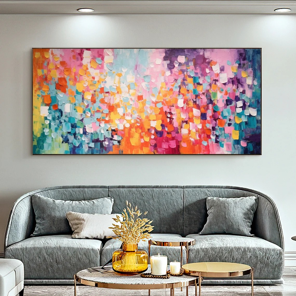 Abstract Expressionist Palette Knife Painting, Vibrant Color Blocks, Modern Canvas Art#MM387