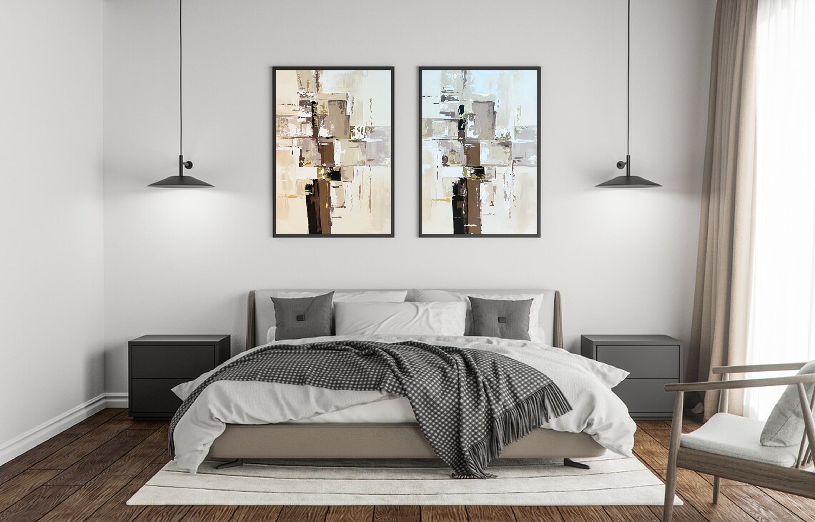 Neutral Tones Abstract Wall Art For Living Room #MMS042