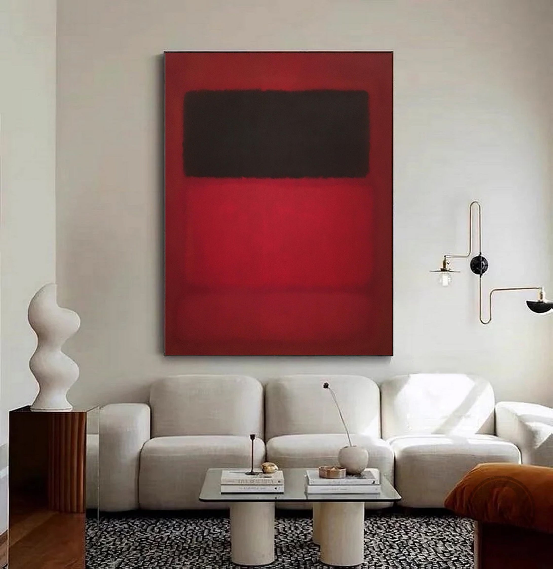 Bold Red Abstract Geometric Art Modern Home Wall Decor #MM032