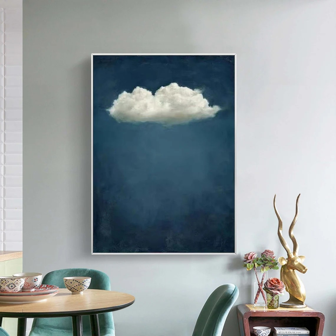 Dreamy Cloud Abstract Minimalist Blue Painting #SP015