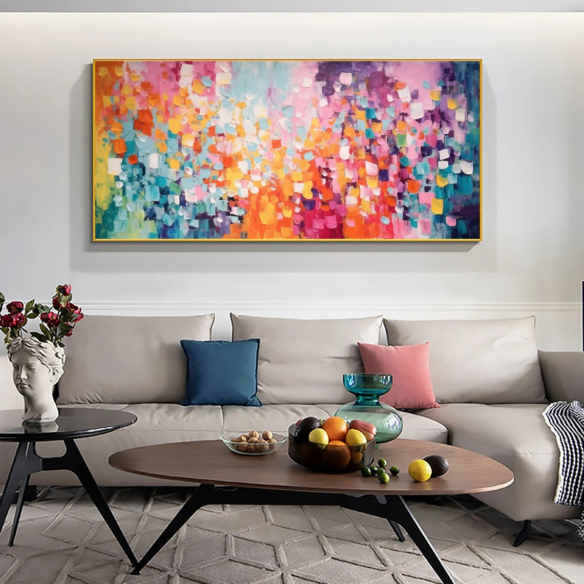 Abstract Expressionist Palette Knife Painting, Vibrant Color Blocks, Modern Canvas Art#MM387