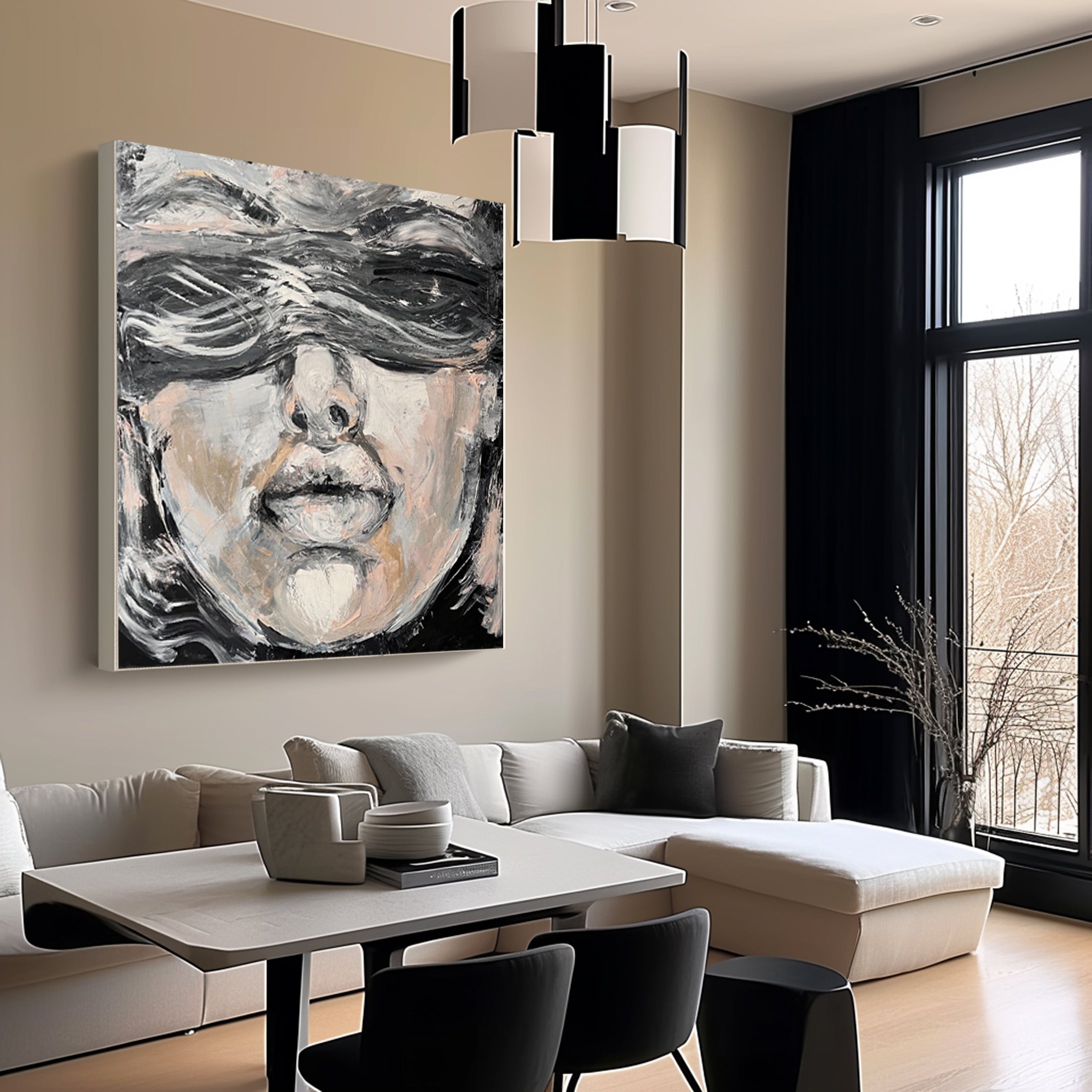 Abstract Human Portrait Contemporary Canvas Art #HF001