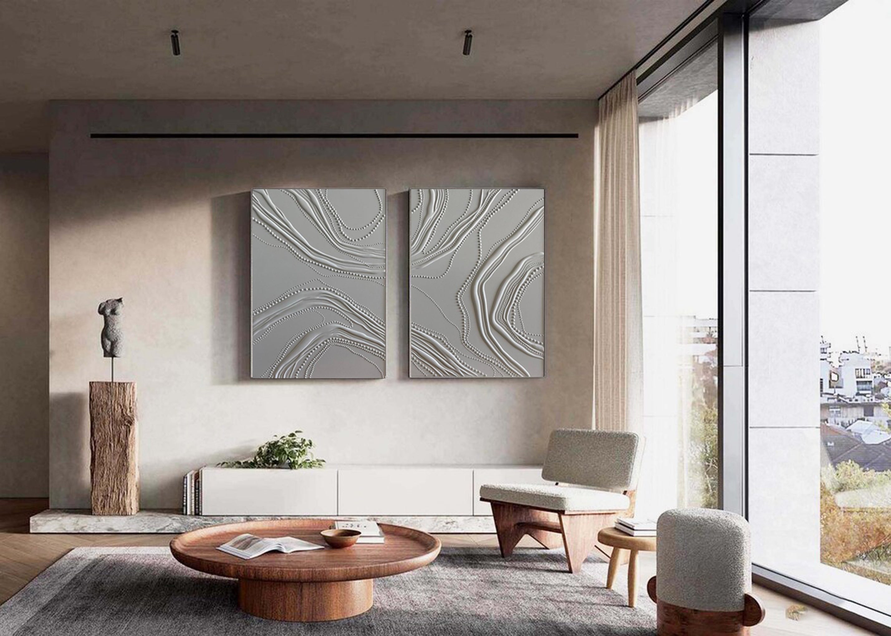 Modern Silver Streams Artwork Abstract Design for Elegant Interiors #MMS025