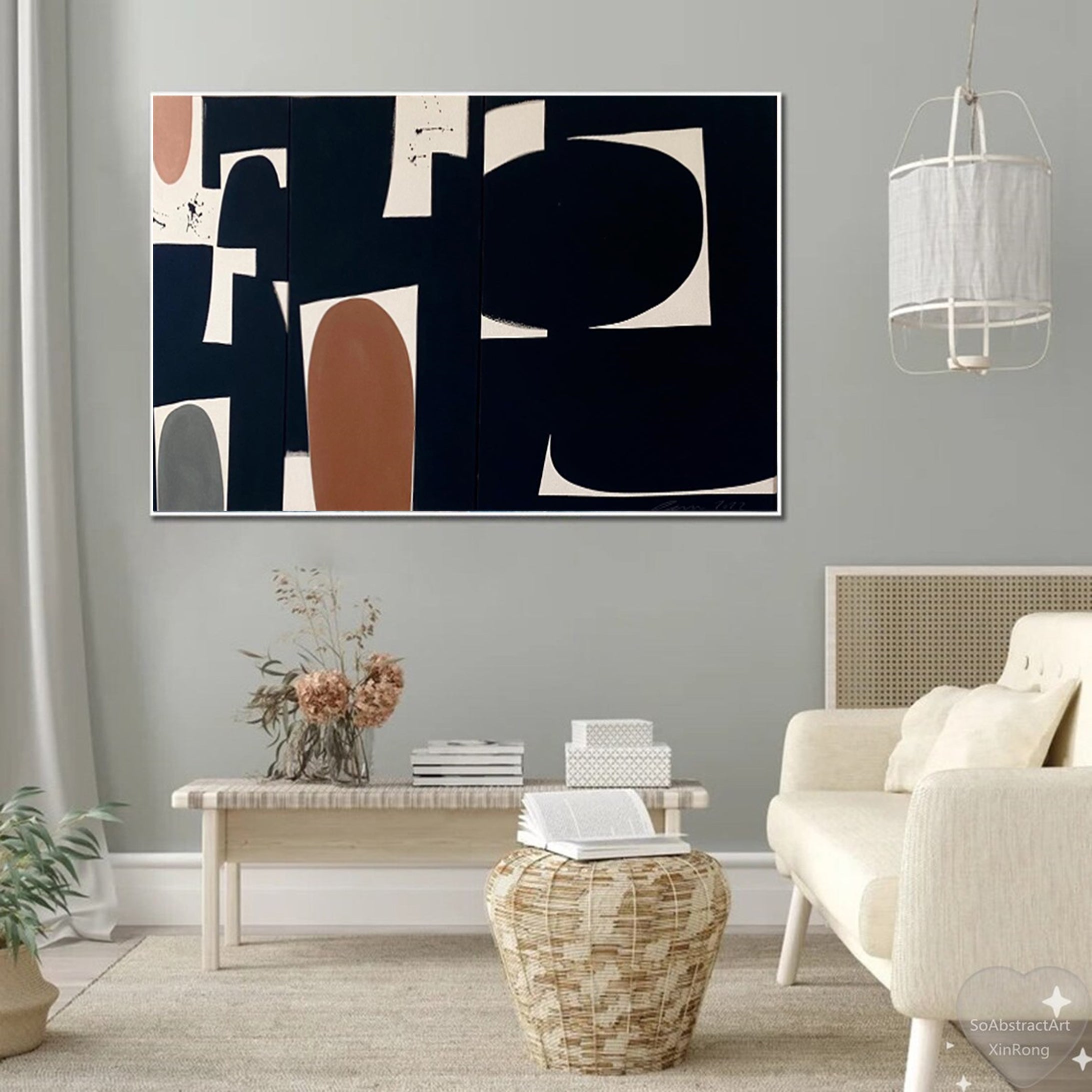 Modern Dining Room Art Abstract Geometric Oil Painting #MM036