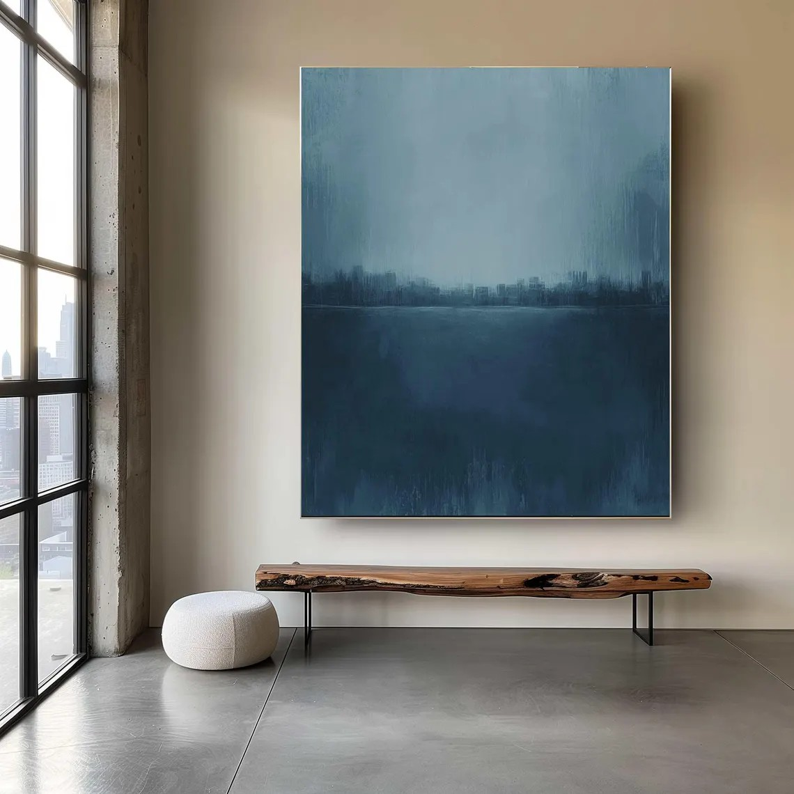 Misty Blue Tonalist Landscape Abstract Atmospheric Painting #MM236