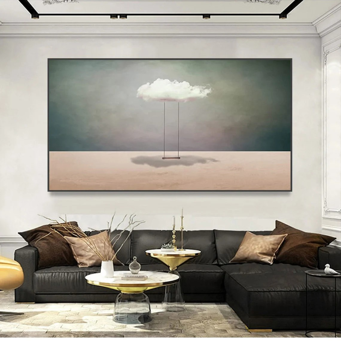 Surreal Cloud Swing Landscape Minimalist Modern Wall Art #SP016