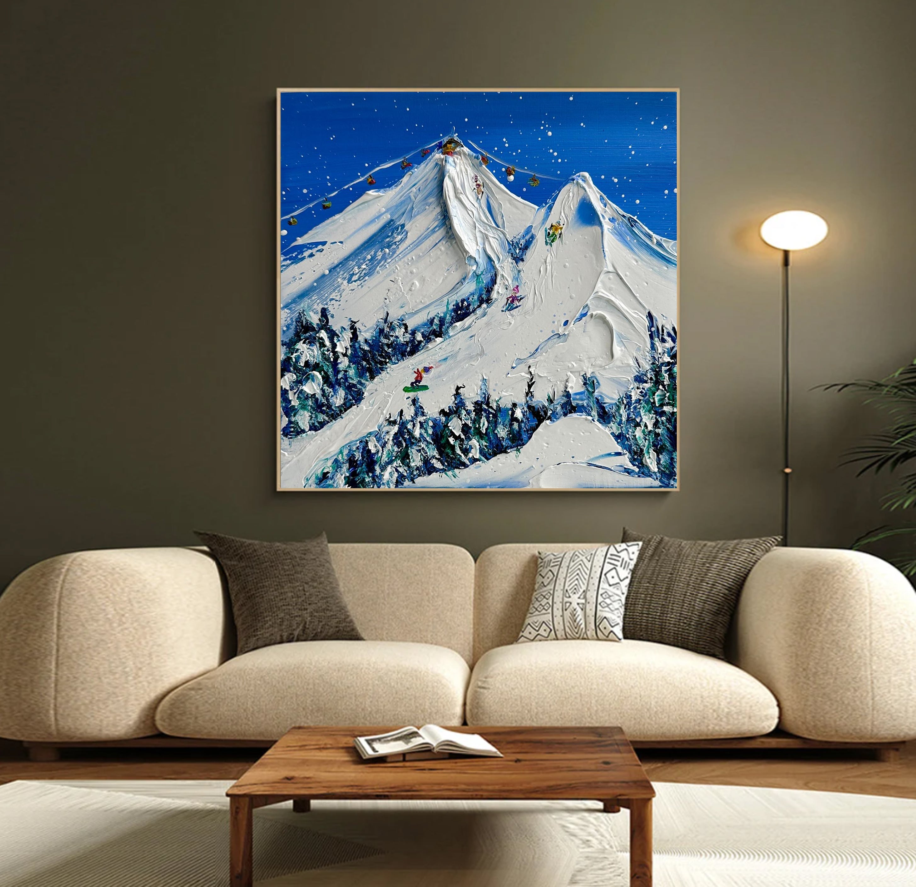 Elegant Skiing Landscape Painting for Stylish Rooms #SPA001