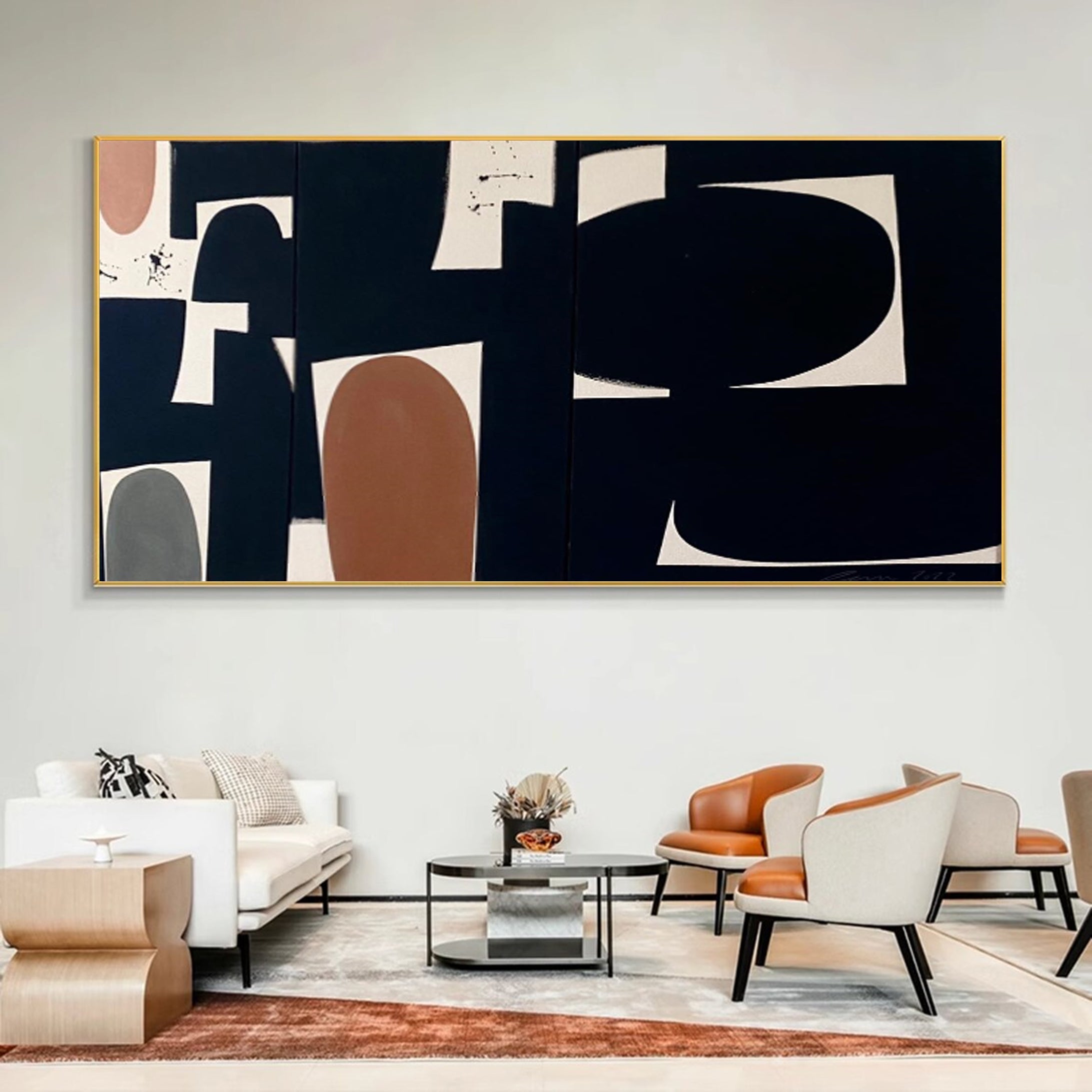 Modern Dining Room Art Abstract Geometric Oil Painting #MM036