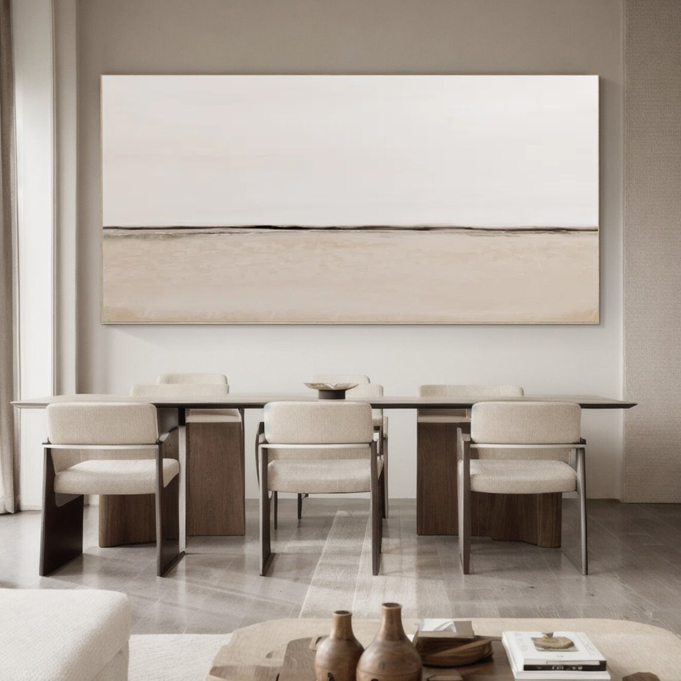 Modern Beige Landscape Canvas Tranquil Living Room Decor #MM035