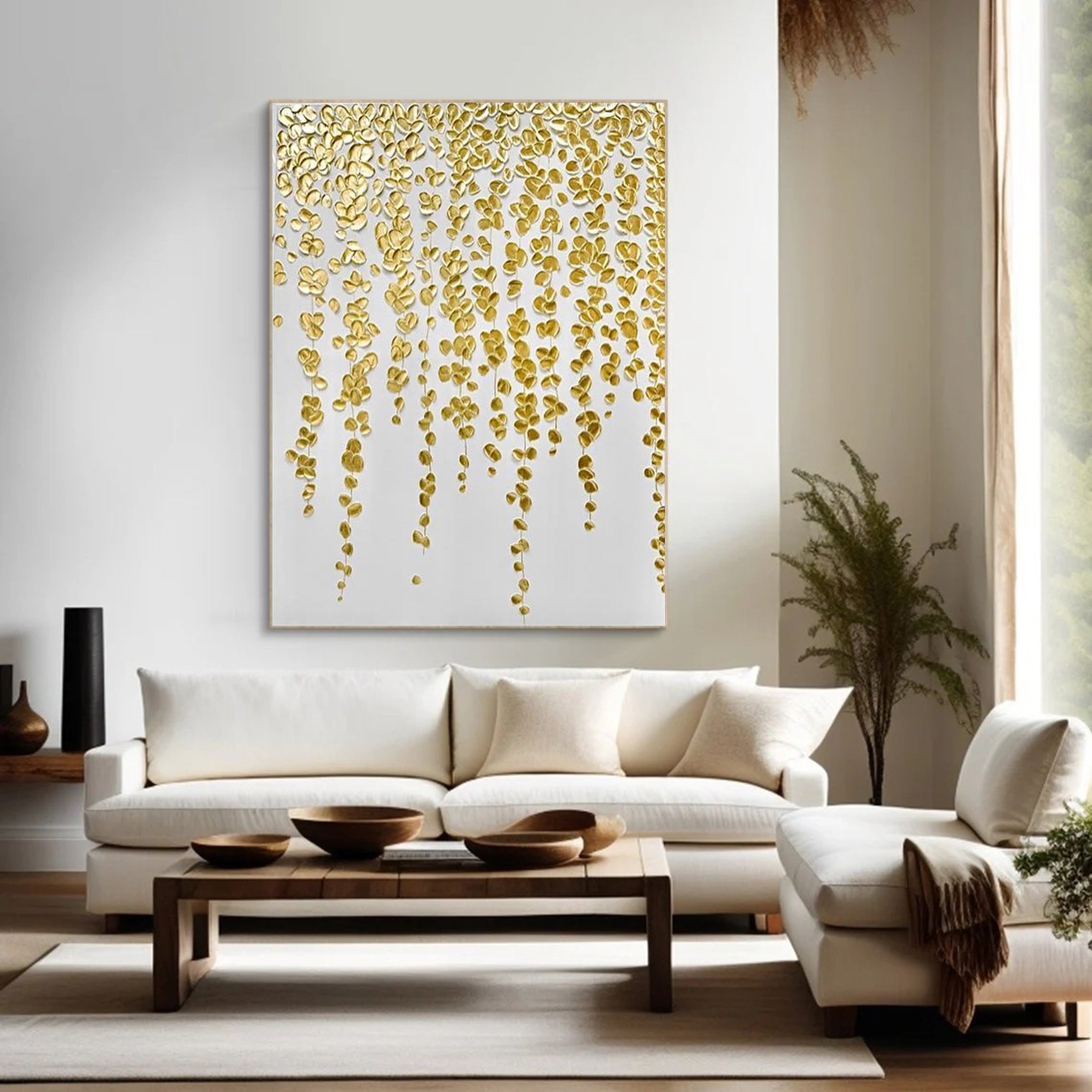 Luxurious Gold Leaf Abstract Canvas Handcrafted Art #FB002