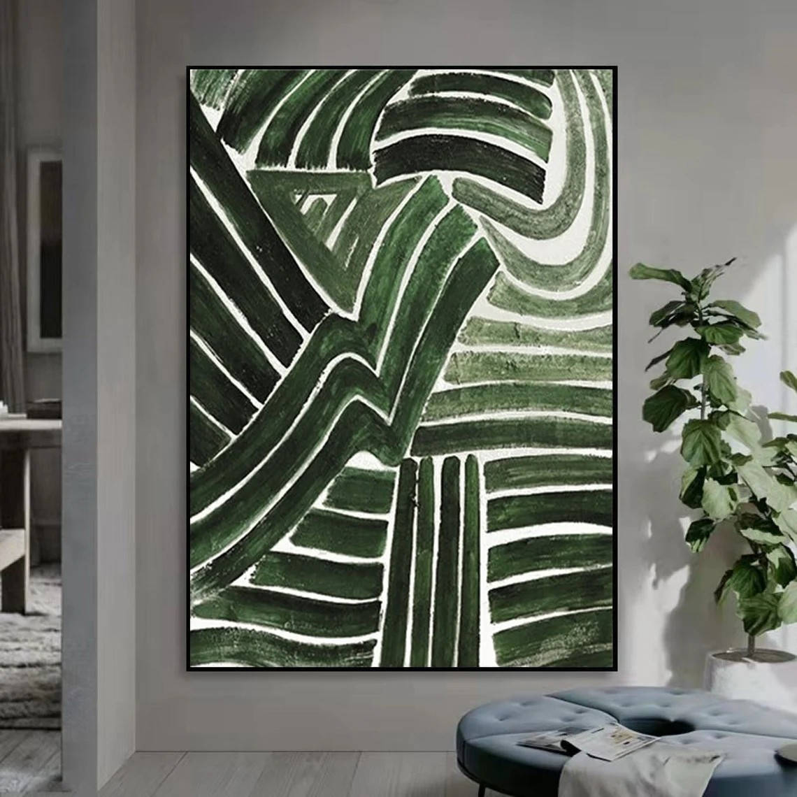 Organic Emerald Green Abstract Contemporary Wall Art #MM206