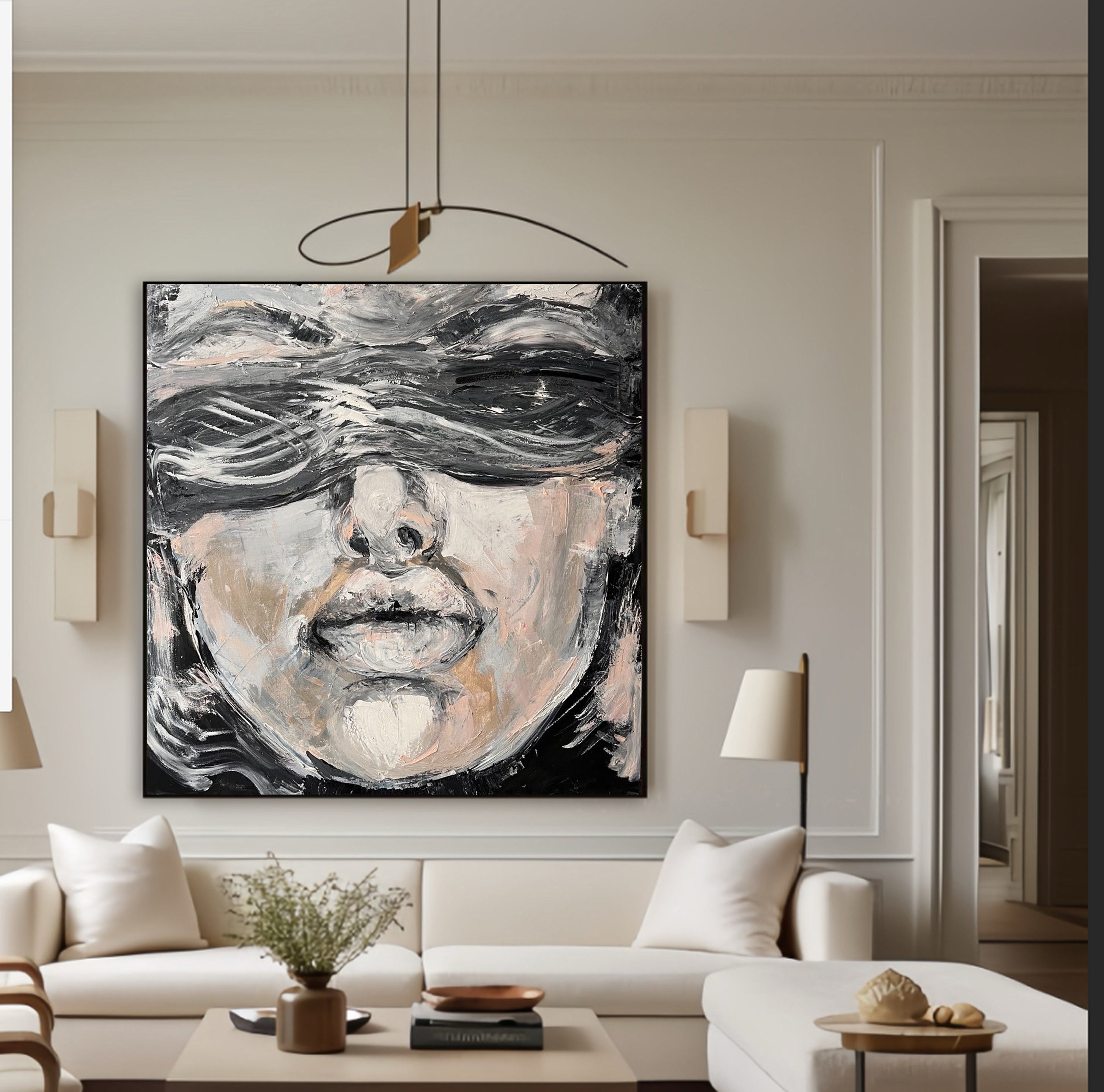 Abstract Human Portrait Contemporary Canvas Art #HF001