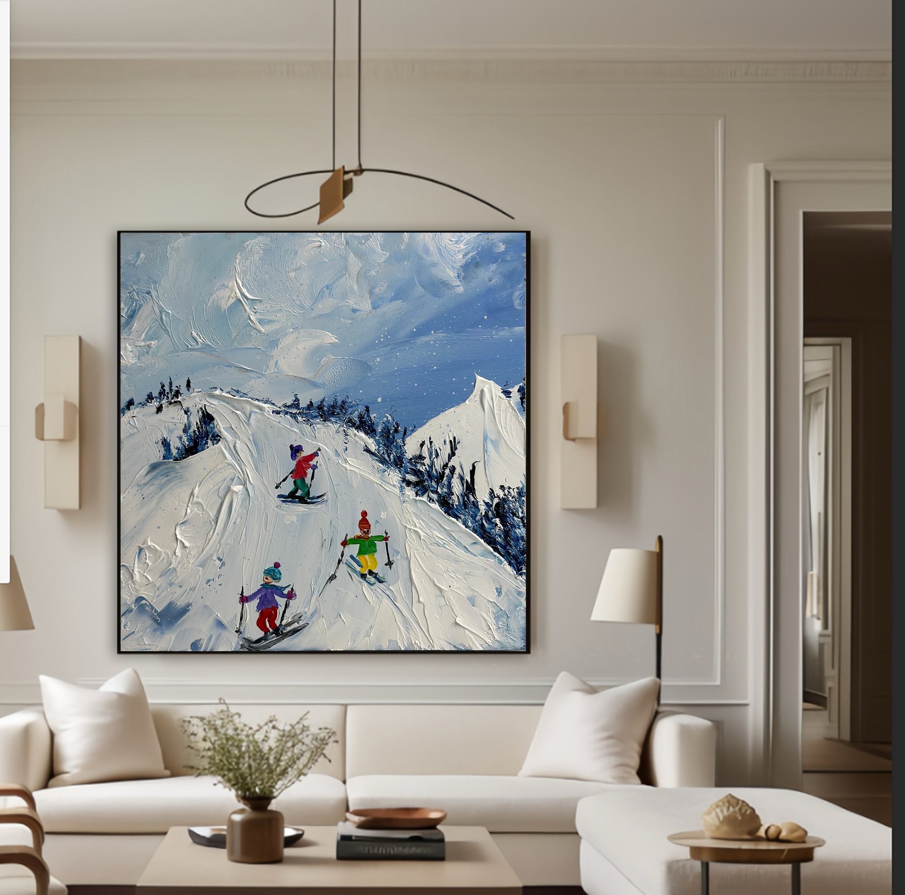 Exciting Snowy Skiing Landscape Art for Modern Interiors #SPA002