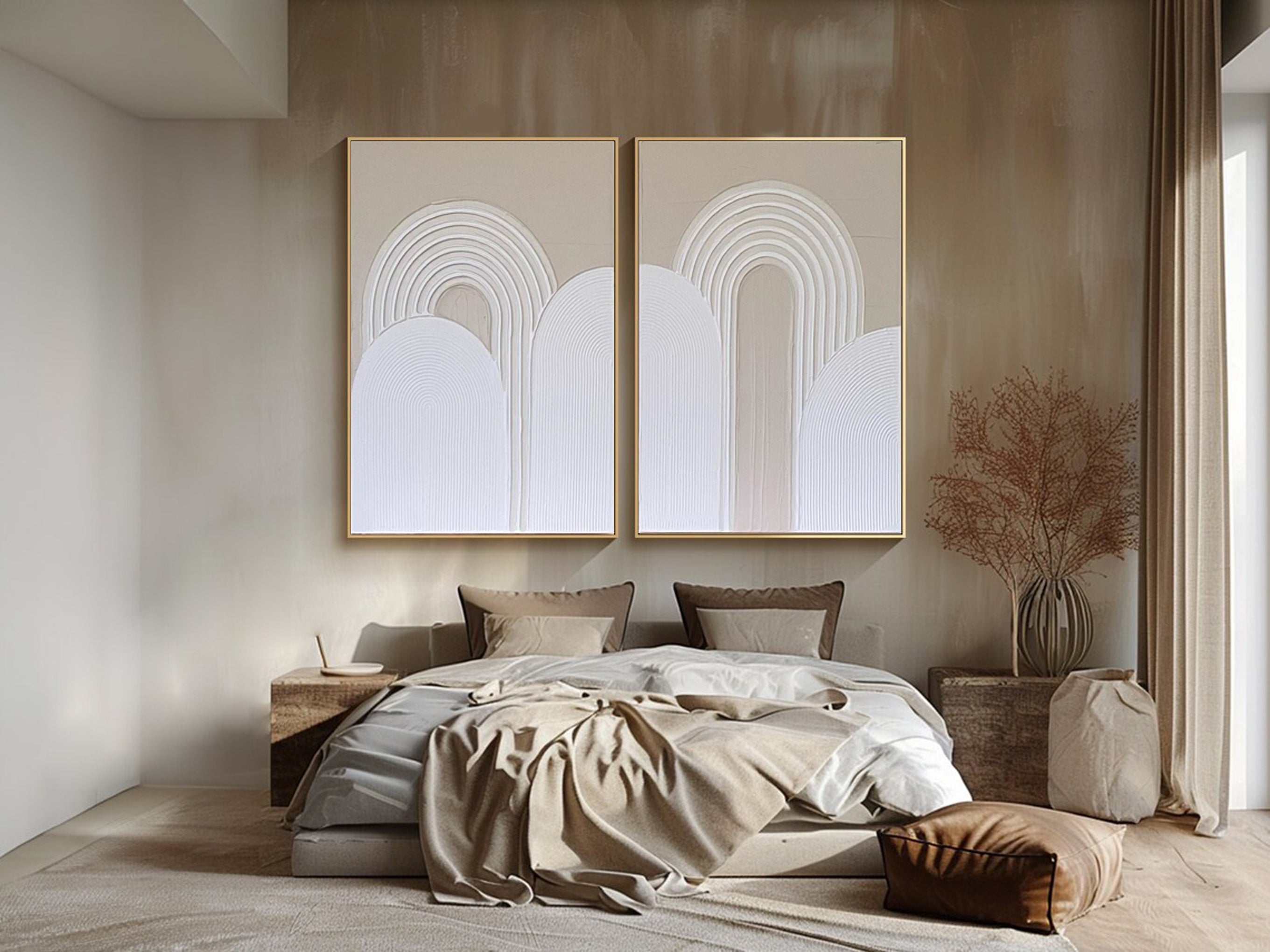 Modern Circular Motifs Wall Art Chic Neutral Tones #MMS049