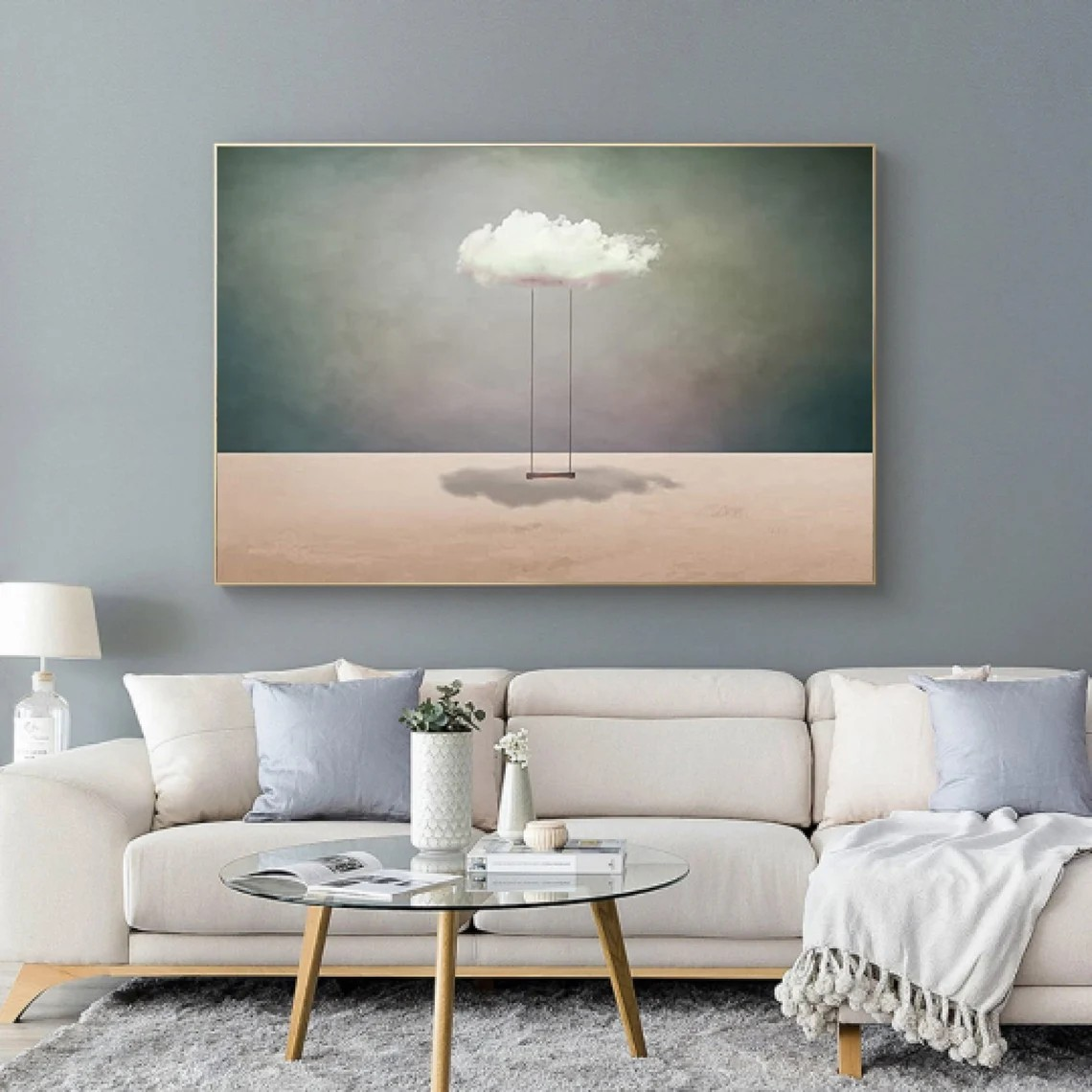 Surreal Cloud Swing Landscape Minimalist Modern Wall Art #SP016