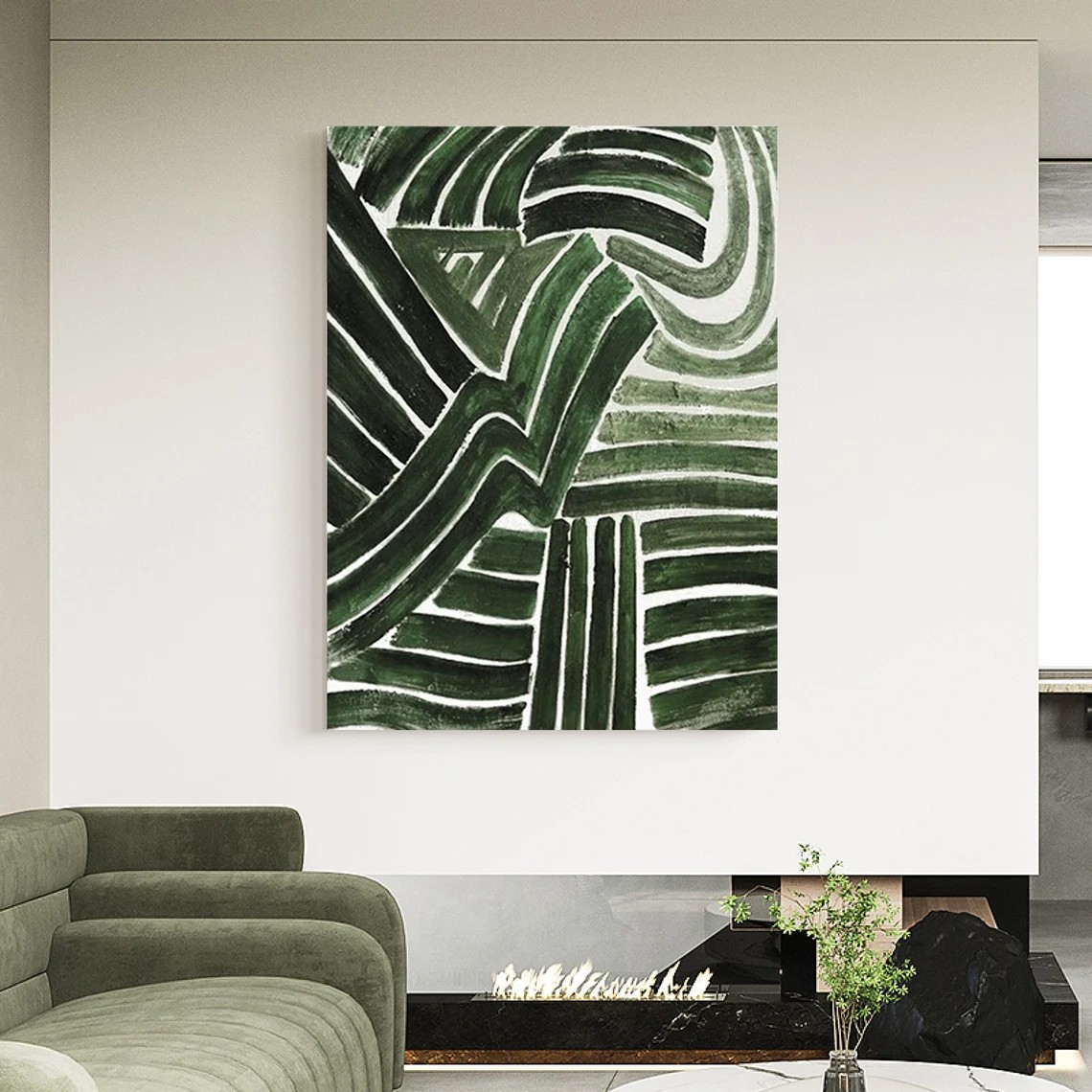 Organic Emerald Green Abstract Contemporary Wall Art #MM206