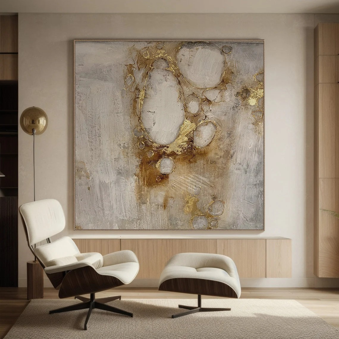 Large Luxurious Neutral Abstract Gold Modern Wall Art#MC031