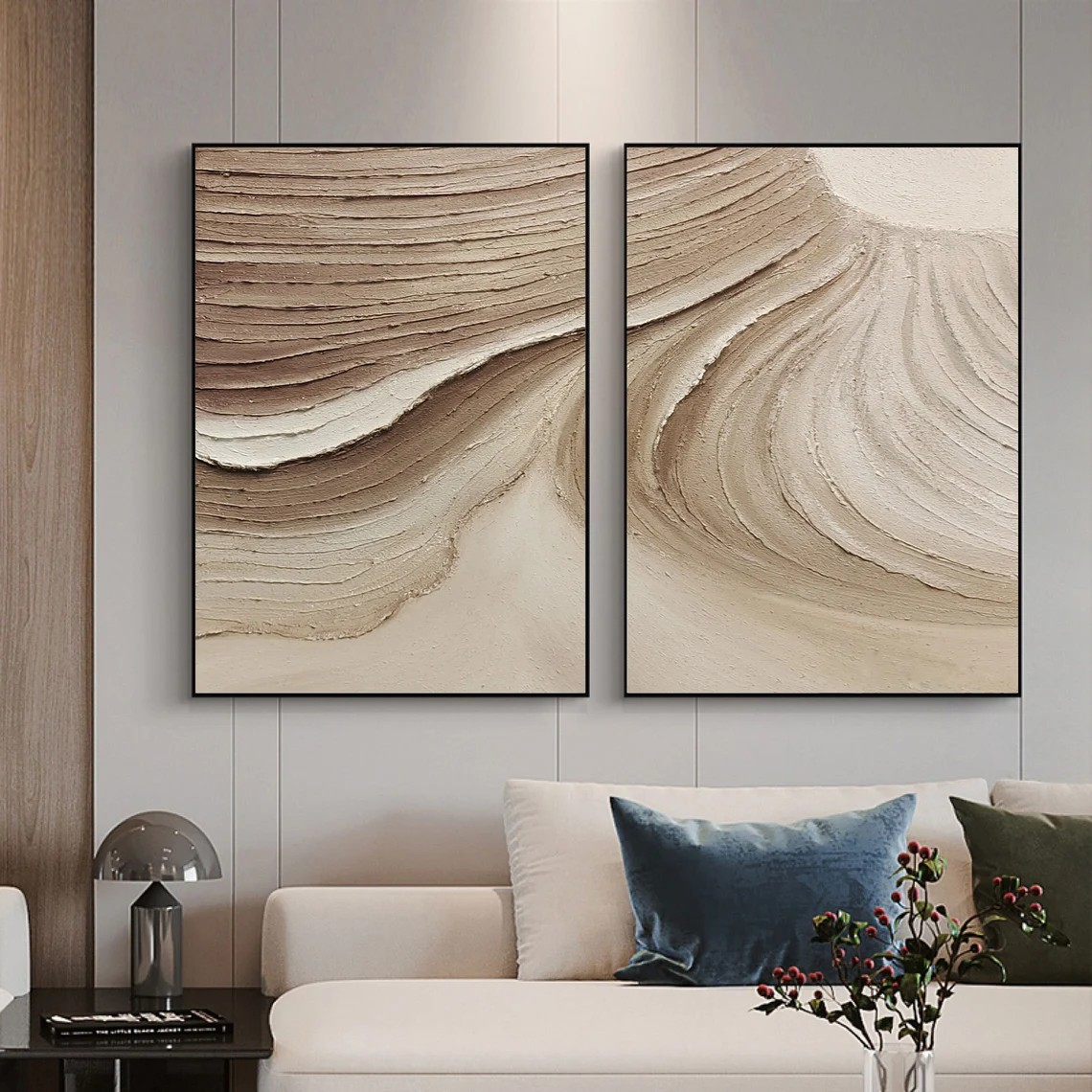 Large Textured Neutral Abstract Set of 2 #MM209