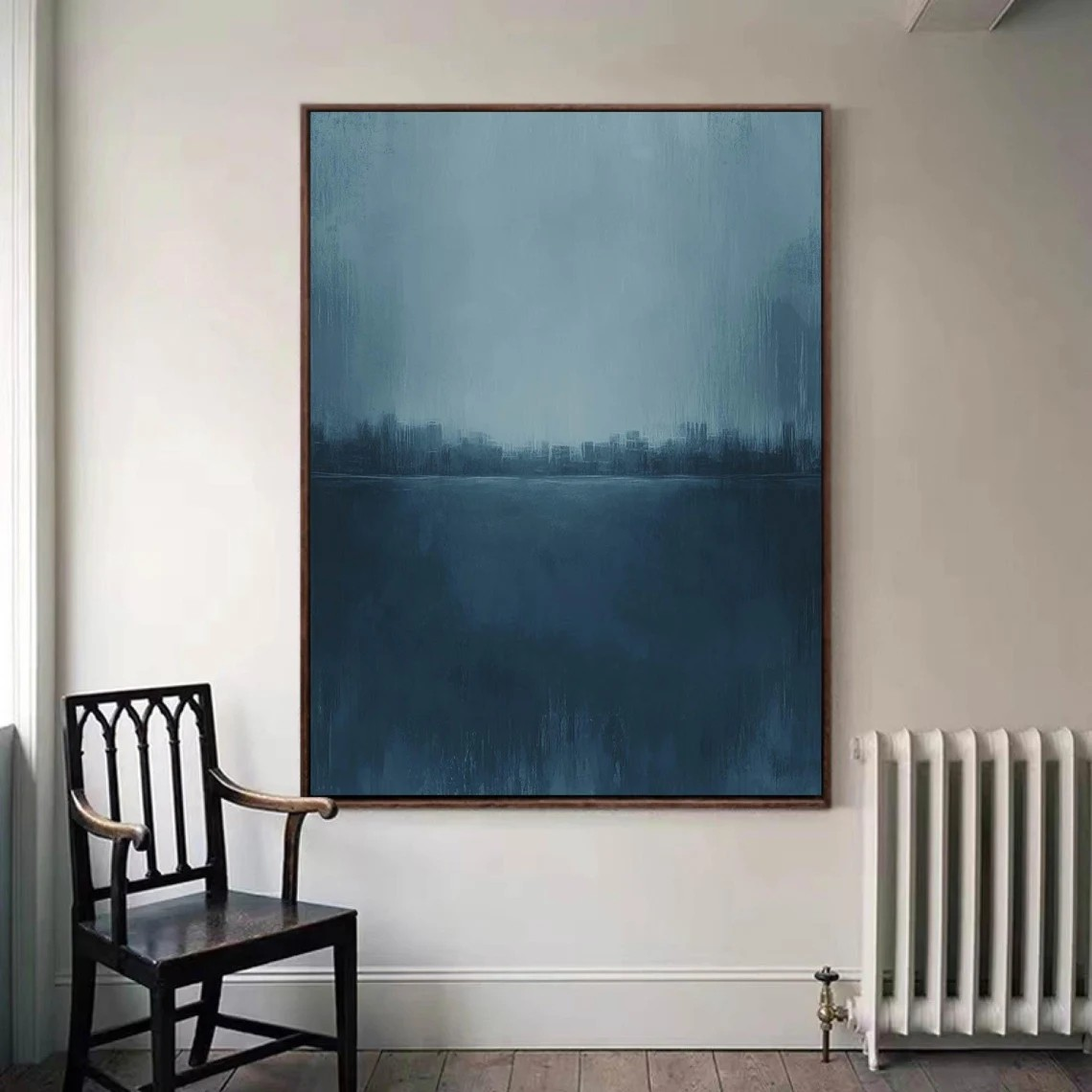 Misty Blue Tonalist Landscape Abstract Atmospheric Painting #MM236