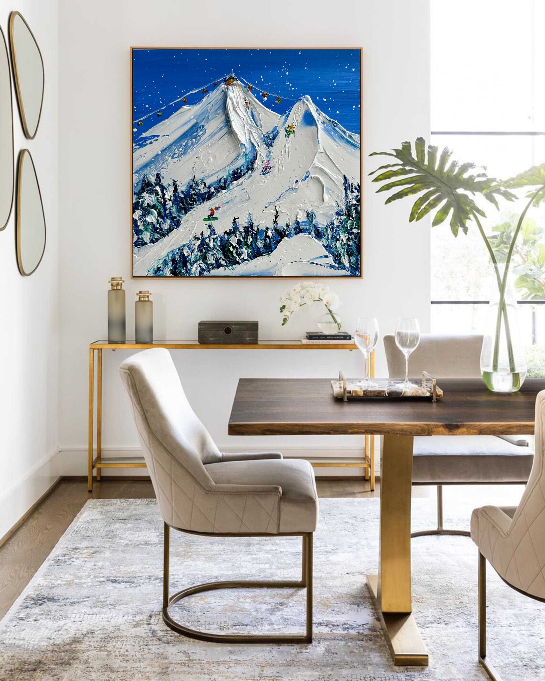 Elegant Skiing Landscape Painting for Stylish Rooms #SPA001