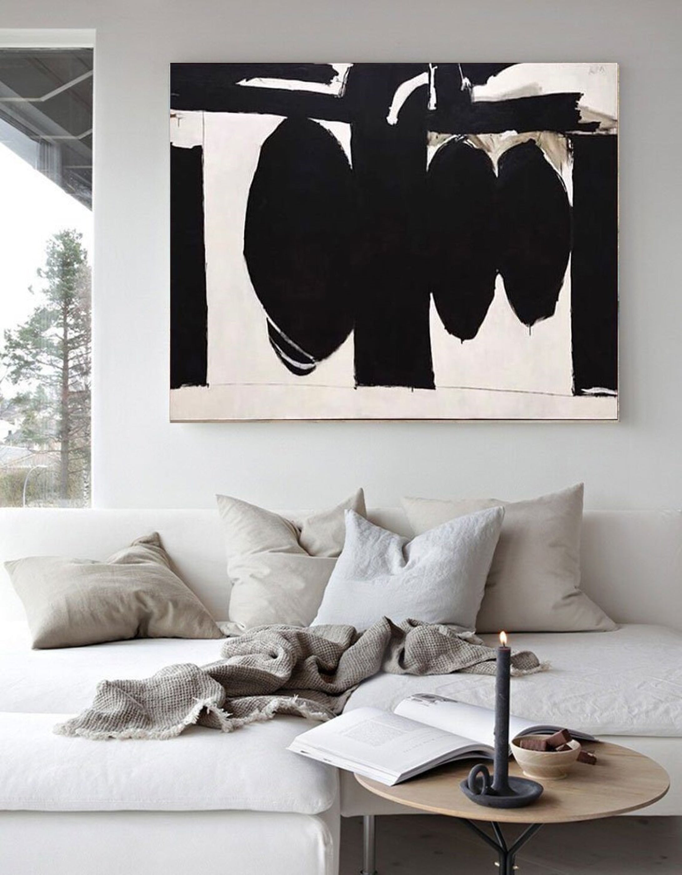 Minimalist Abstract Wall Art Black and White Design #MM047