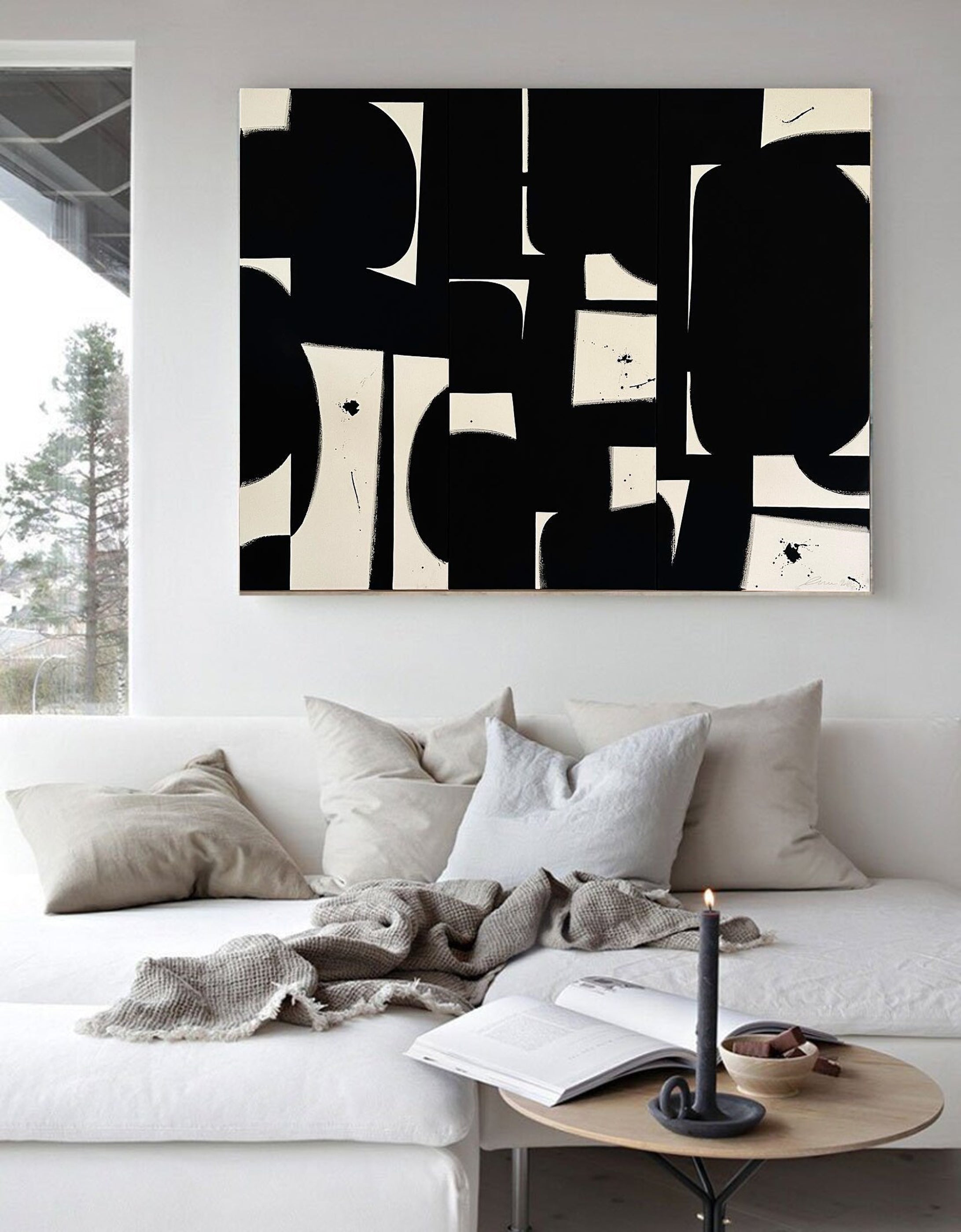 Black and White Abstract Art Minimalist Wall Decor #MM049