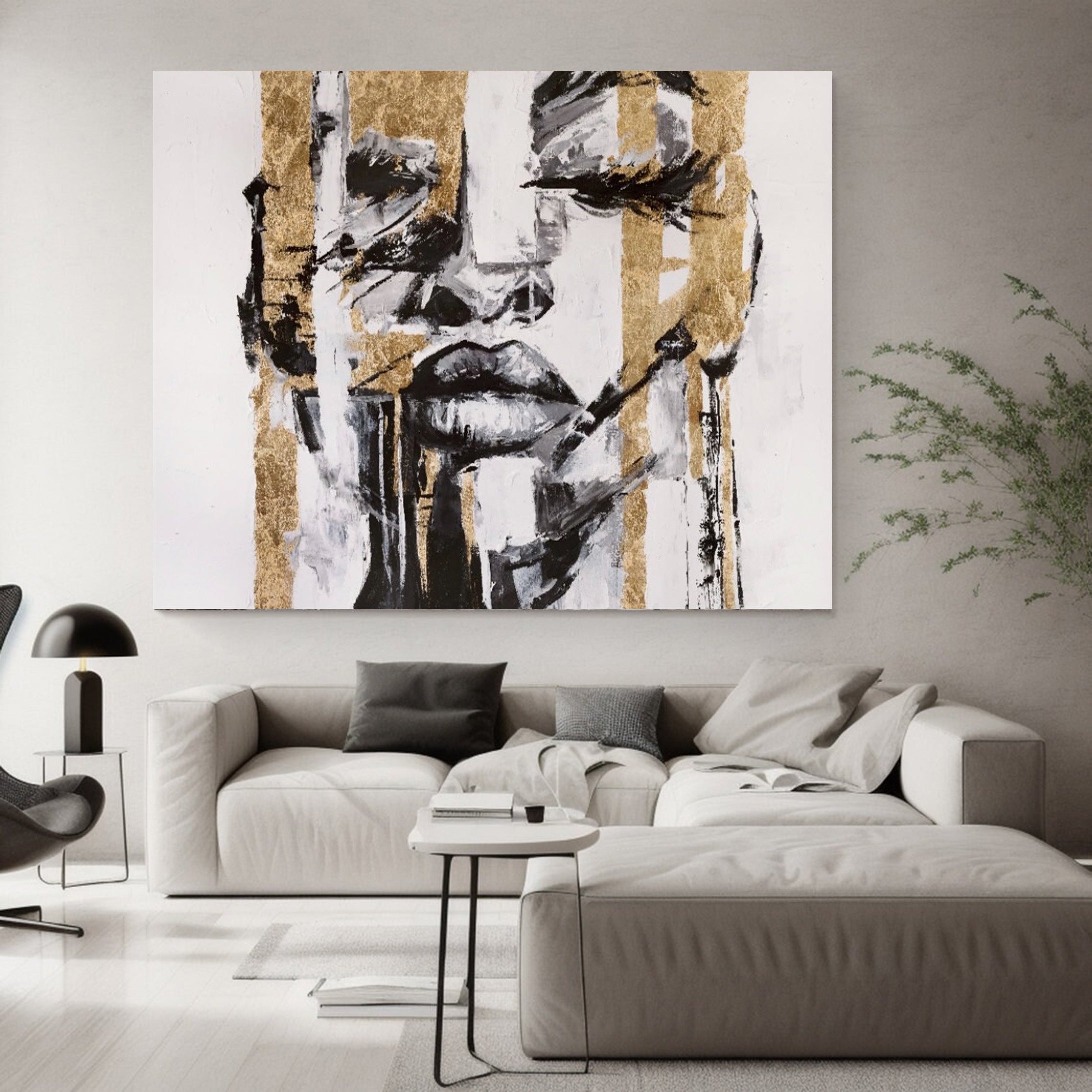 Abstract Human Portrait Contemporary Canvas Wall Art #HF008