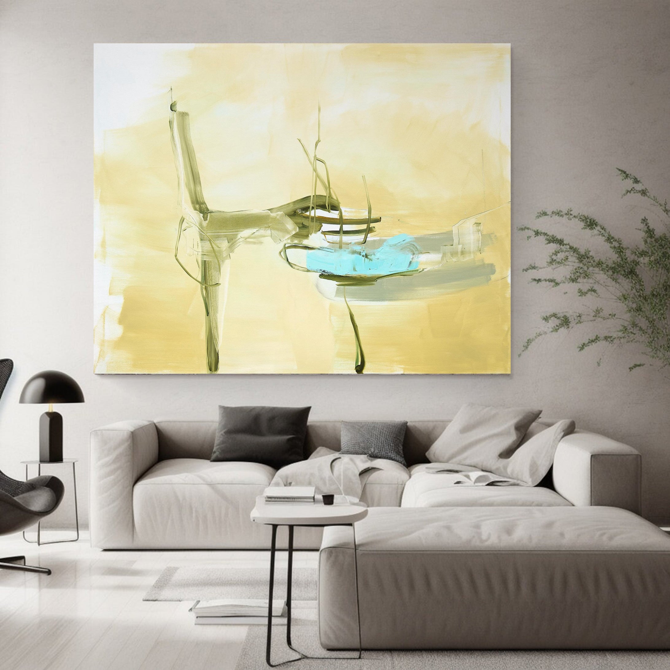 Abstract Landscape Oil Painting Warm Tones For Home Decor #MC005