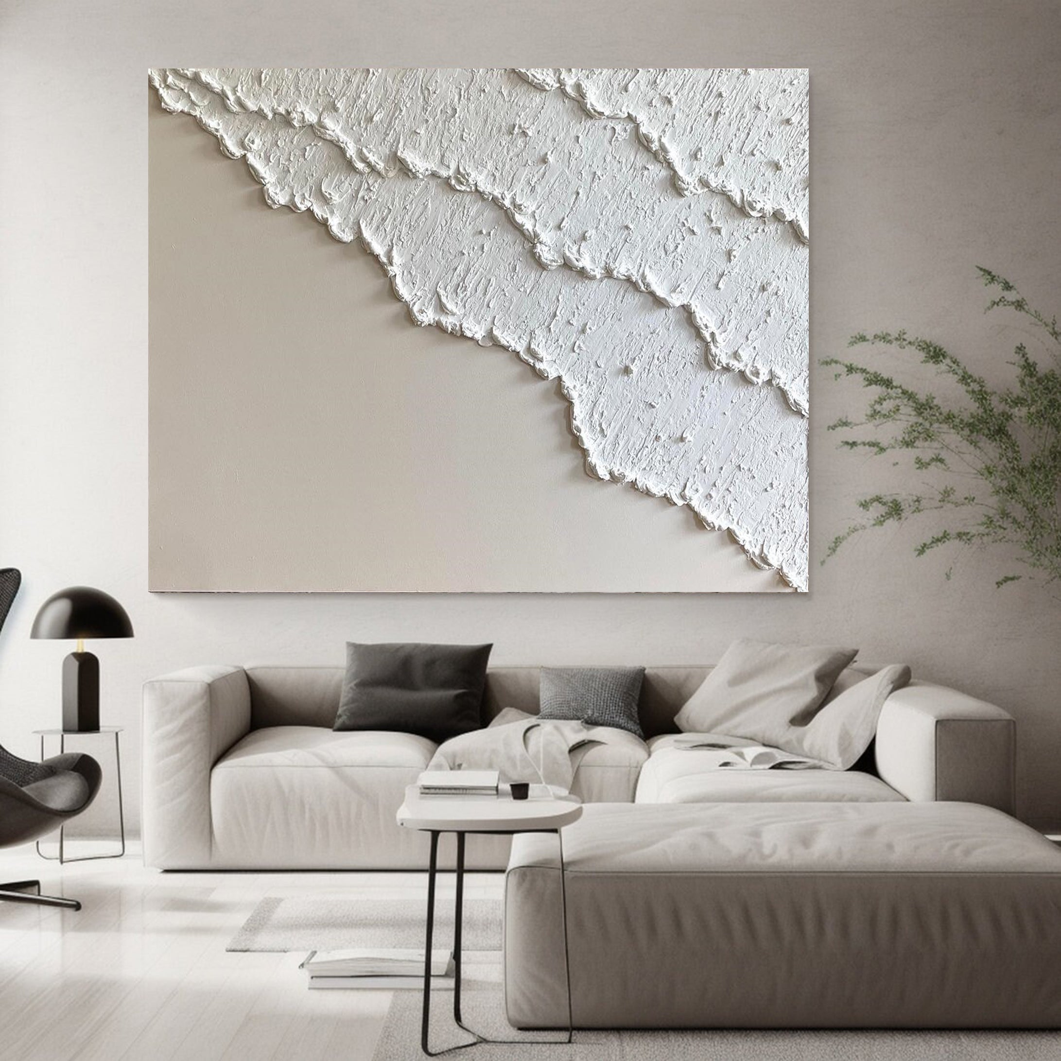 Large White Textured Wall Art