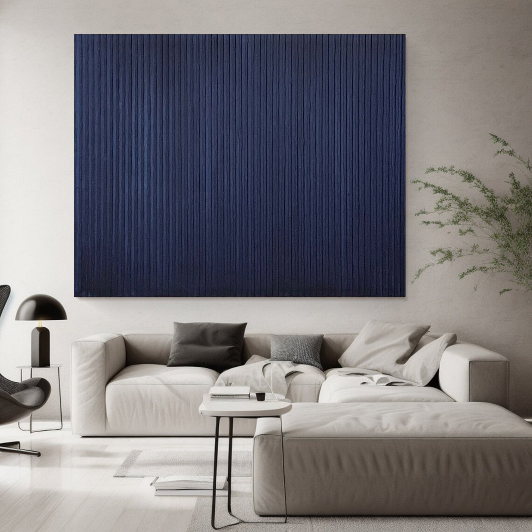 Navy Blue Abstract Wall Art Large Minimalist Canvas #AB013