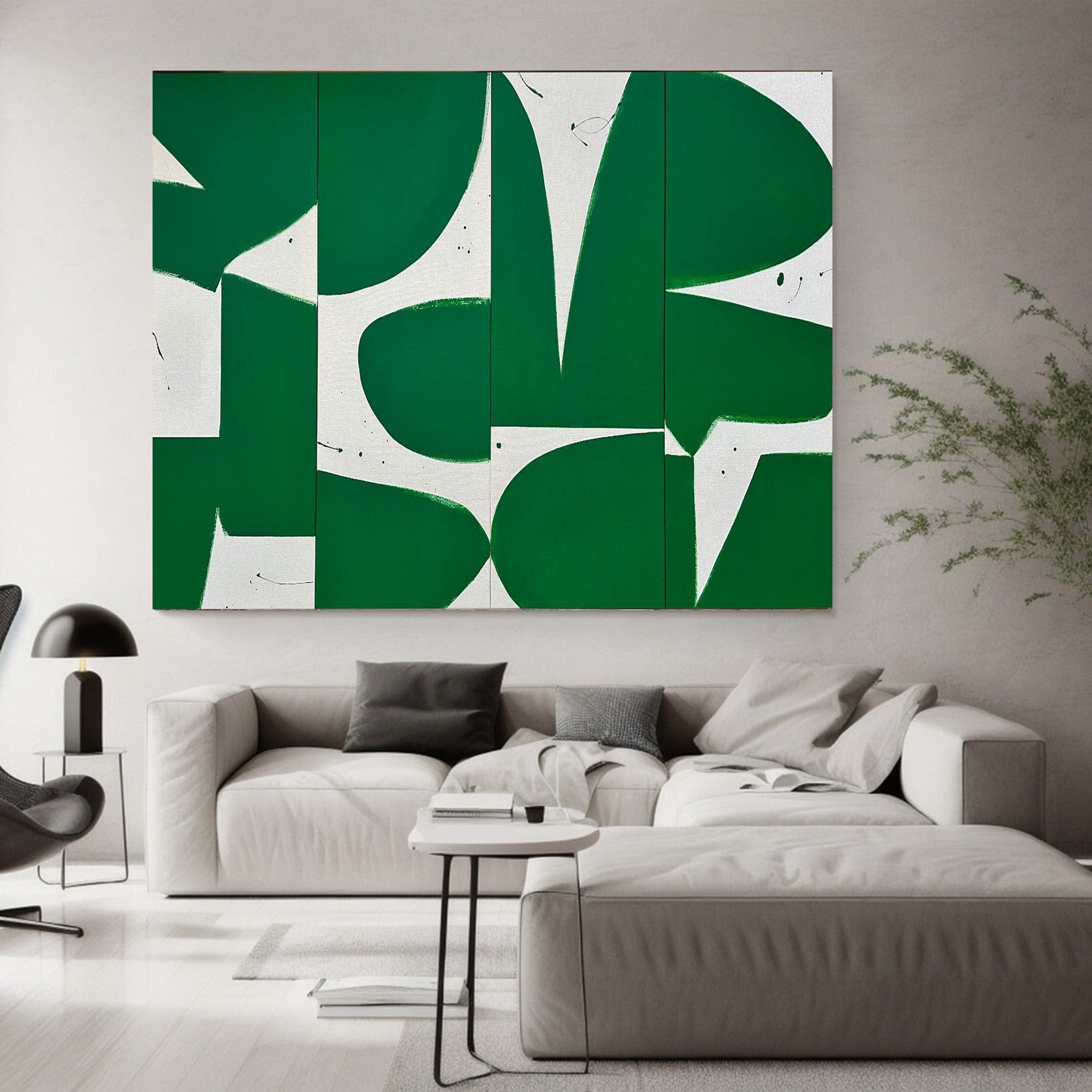 Green & White Geometric Abstract Art for Home or Office #MM048