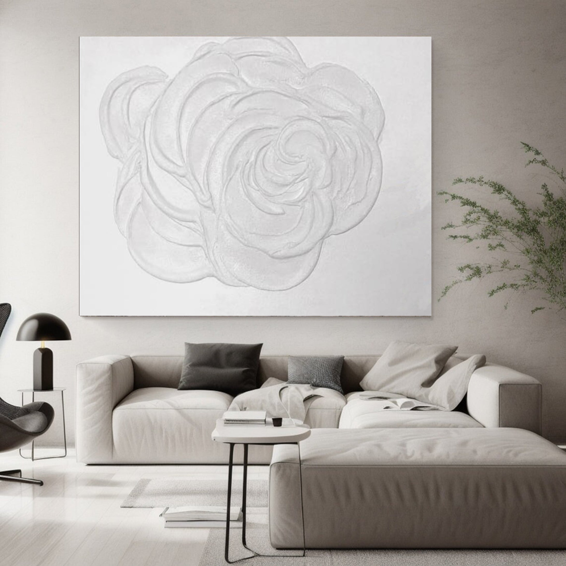 Modern White Rose Canvas