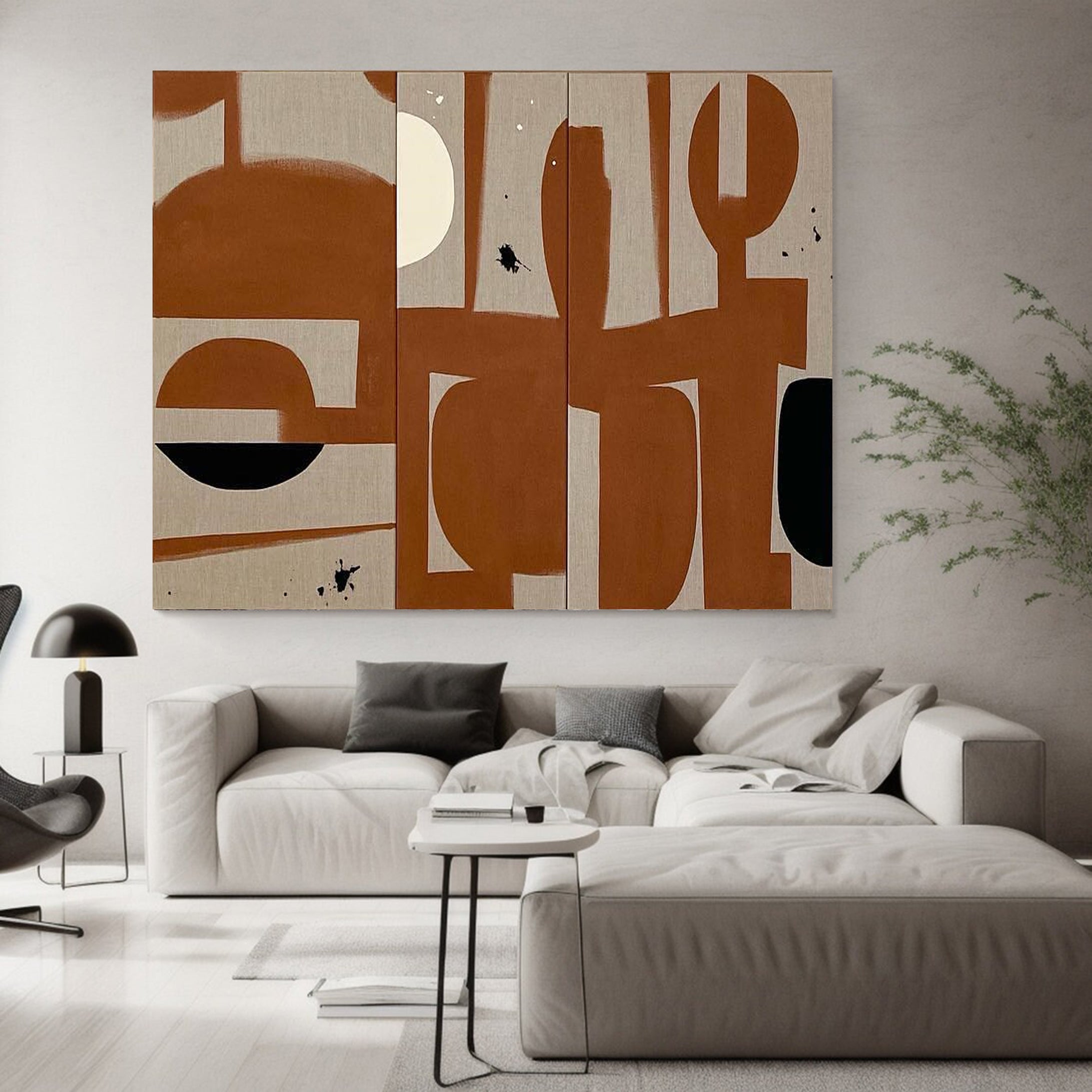 Modern Geometric Canvas Art Warm Earth Tones For Room Decor #MM053