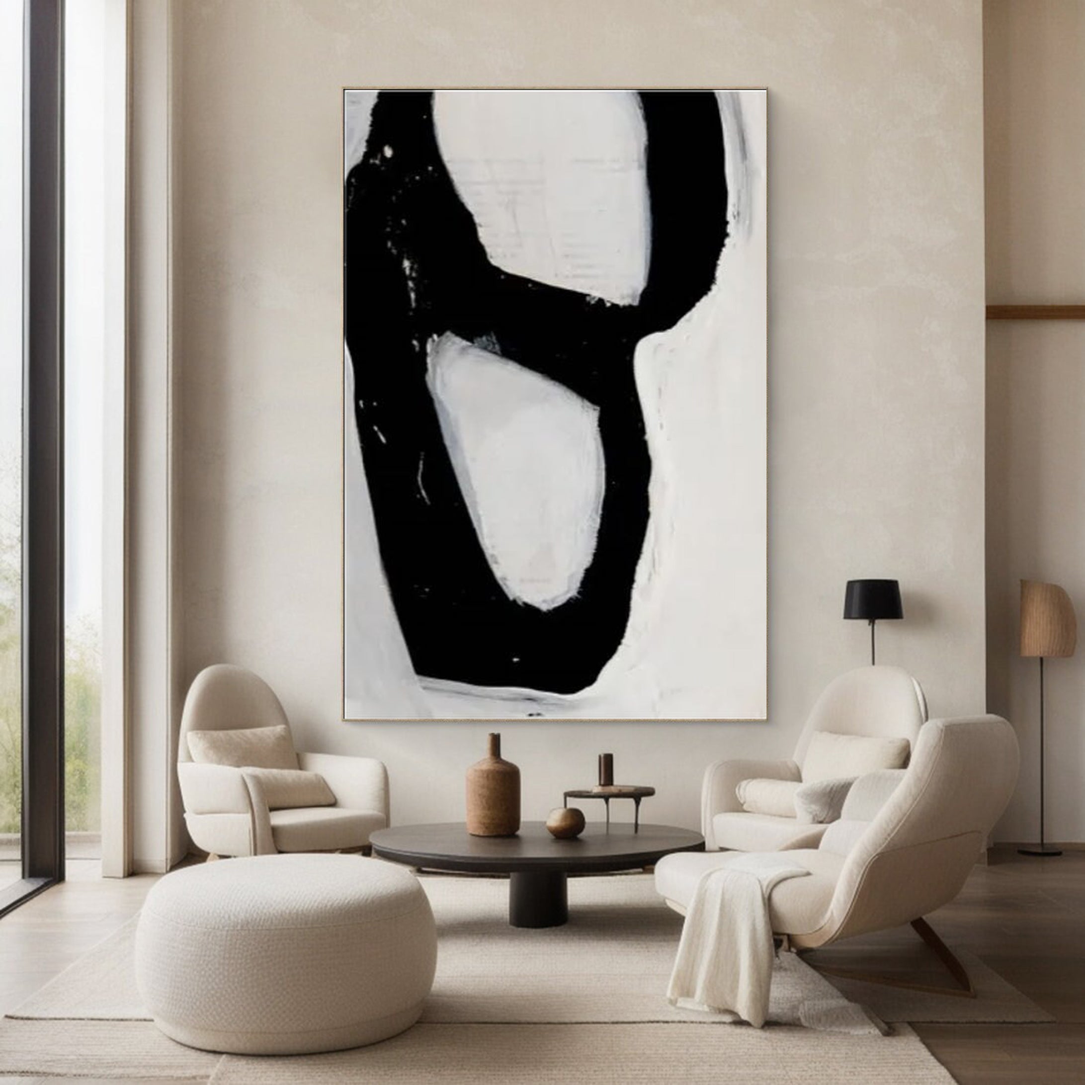 Minimalist Black & White Painting For Modern House #MM006