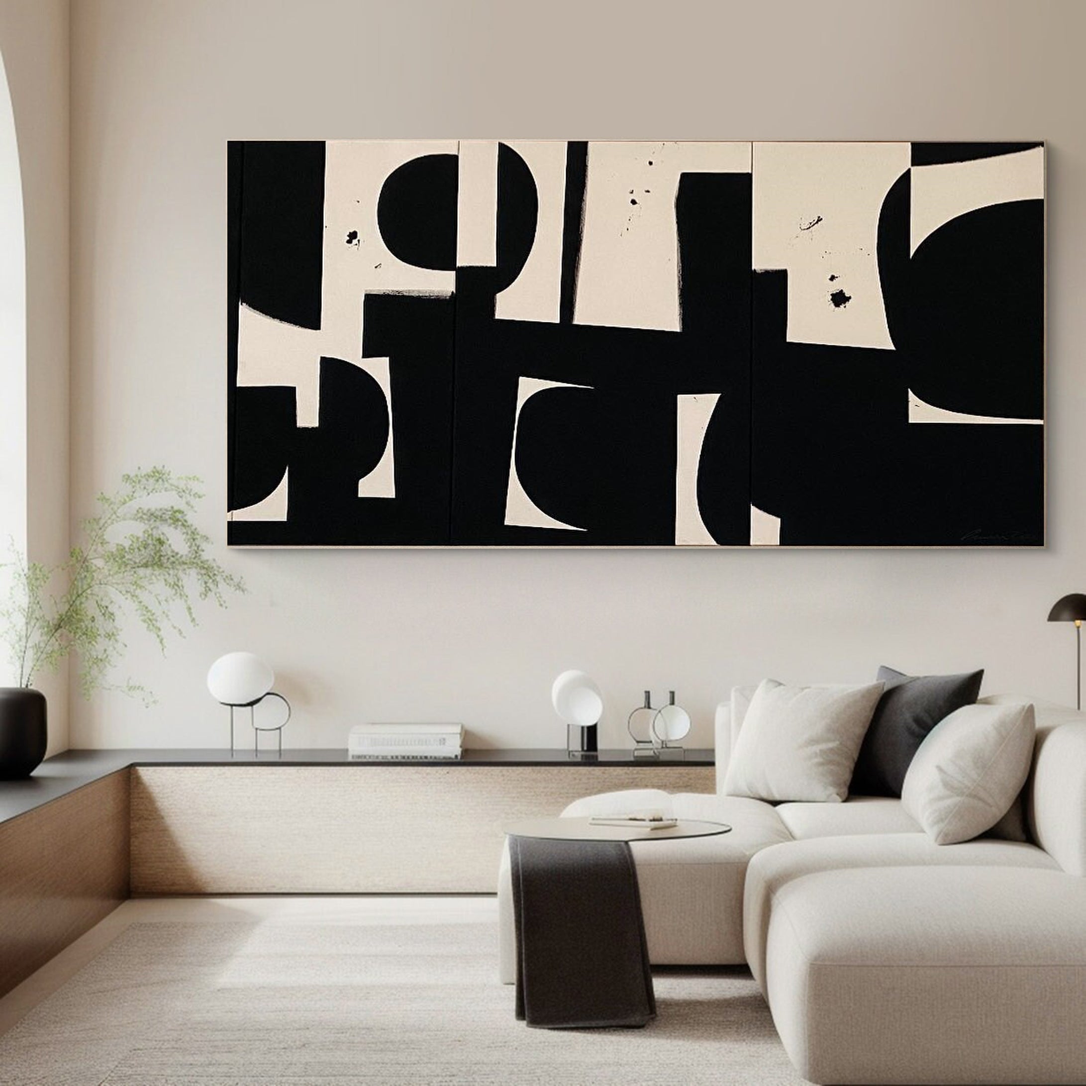 Black and White Abstract Art Minimalist Wall Decor #MM050