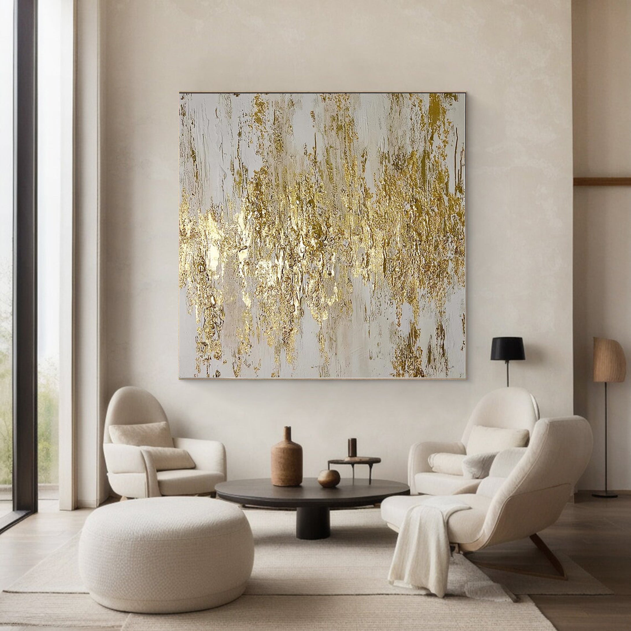 Handcrafted Gold Abstract Canvas For Home Decor #AB007