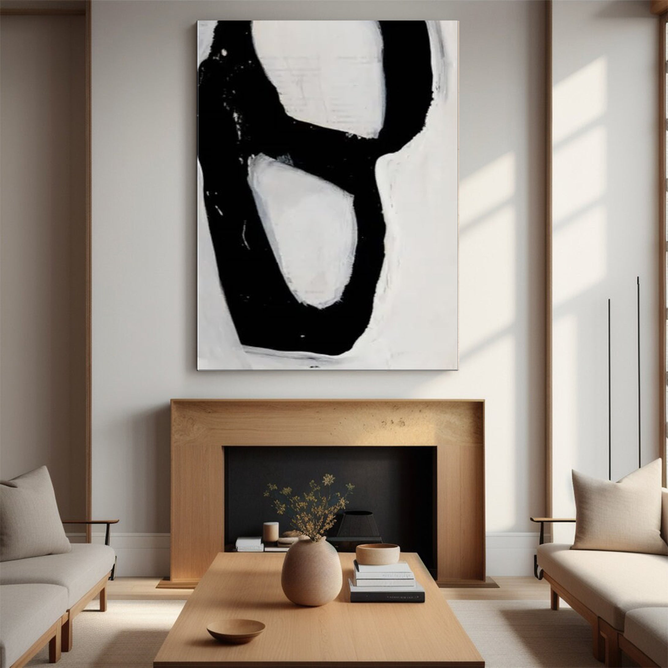 Minimalist Black & White Painting For Modern House #MM006