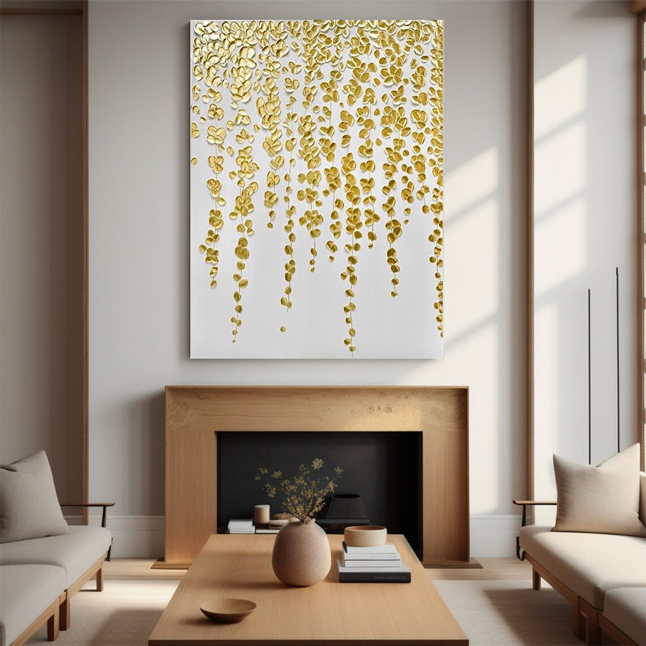 Luxurious Gold Leaf Abstract Canvas Handcrafted Art #FB002