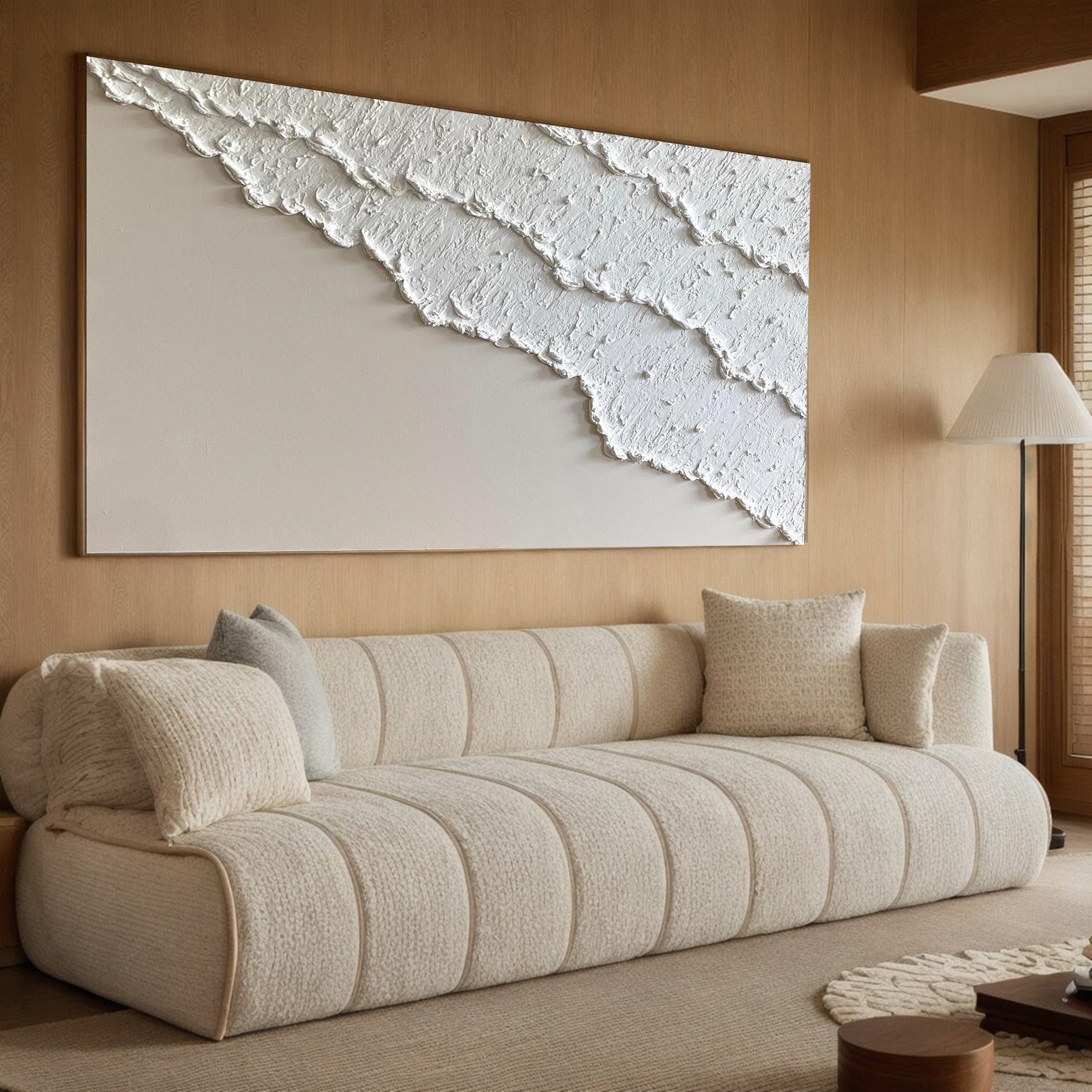 Large White Textured Wall Art for Modern Interiors #MM044