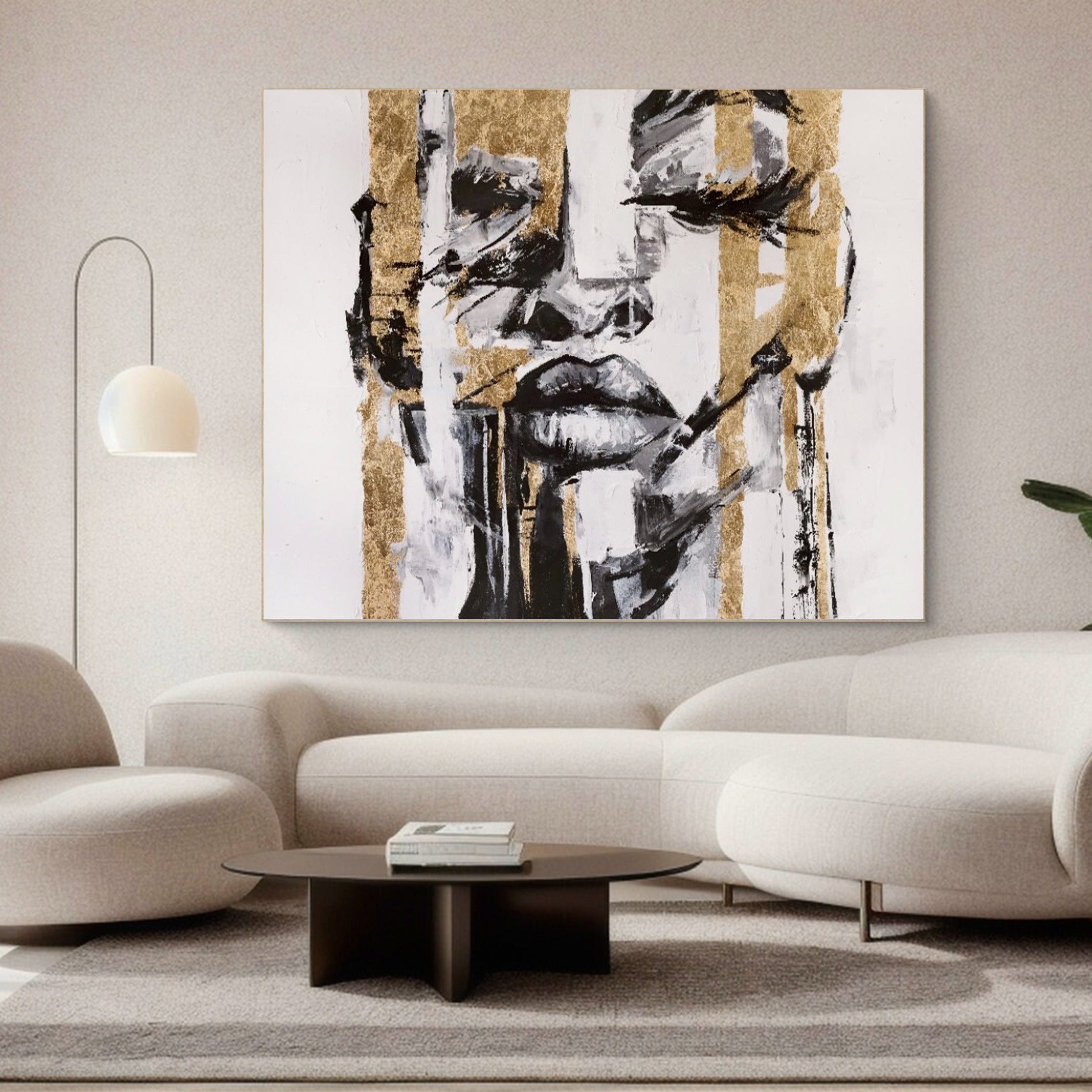 Abstract Human Portrait Contemporary Canvas Wall Art #HF008