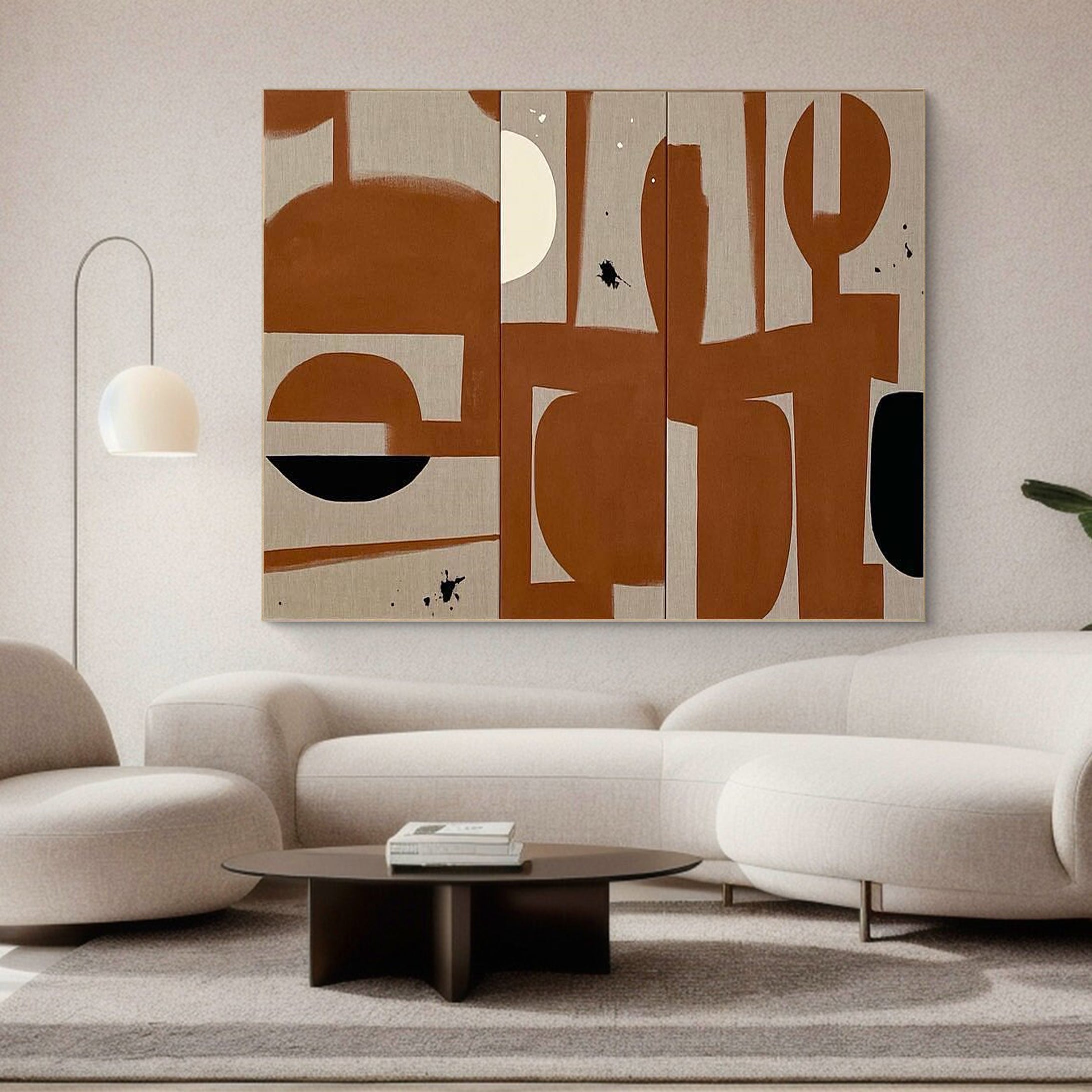 Modern Geometric Canvas Art Warm Earth Tones For Room Decor #MM053