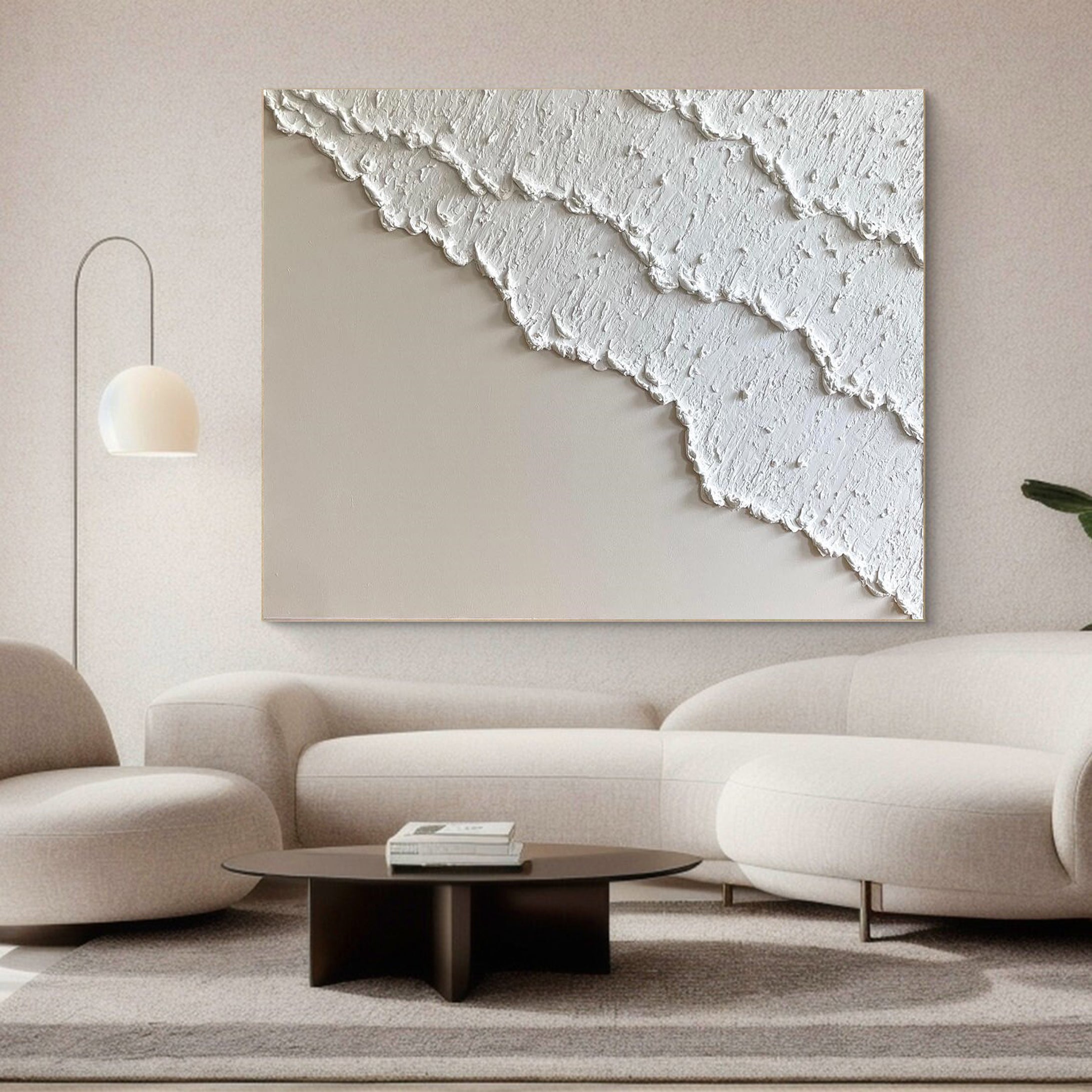 Large White Textured Wall Art for Modern Interiors #MM044