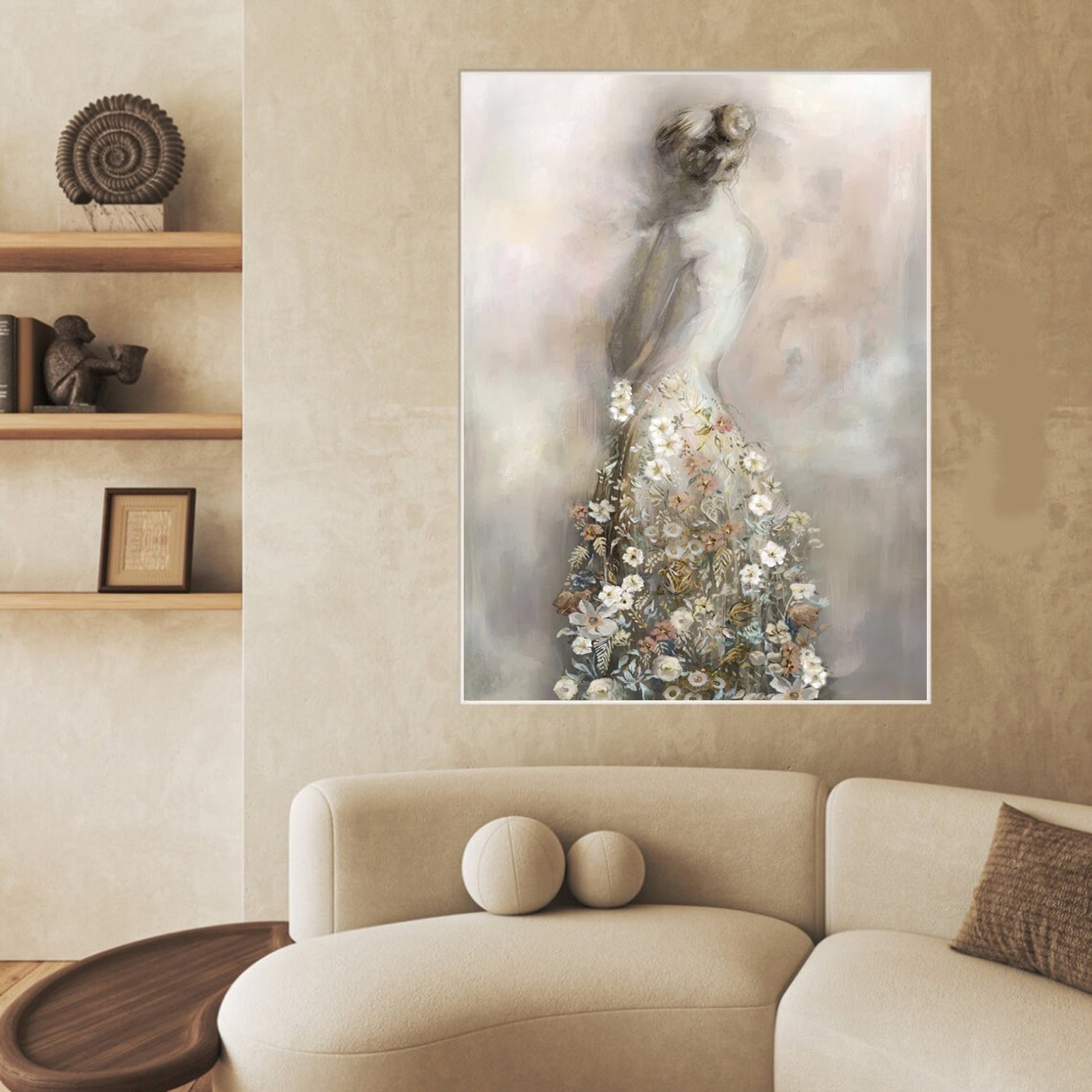 Modern Floral Woman Oil Painting Abstract Home Art #HF012