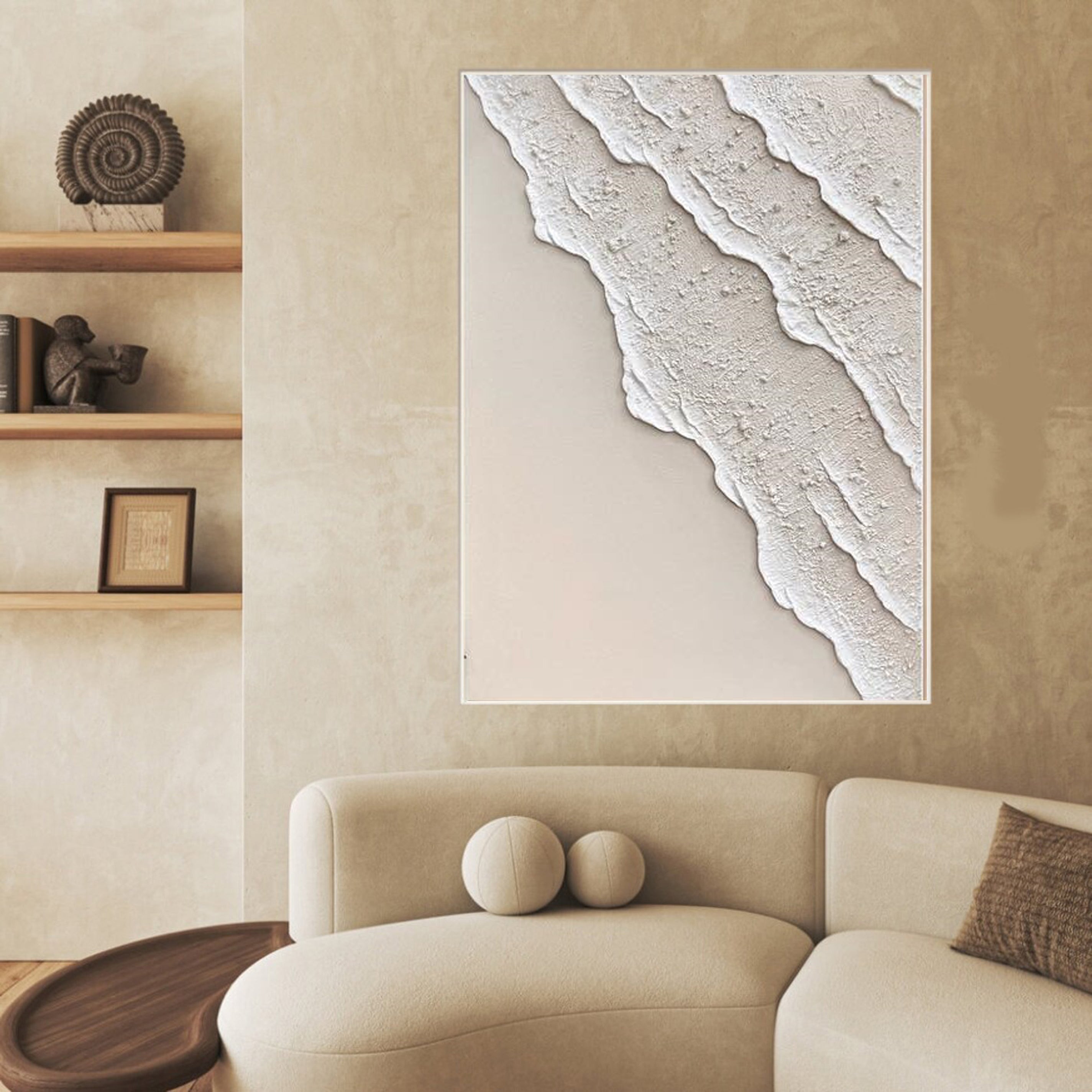 Textured Abstract Plaster Art Natural Inspired Wall Canvas for Modern Decor #MM004