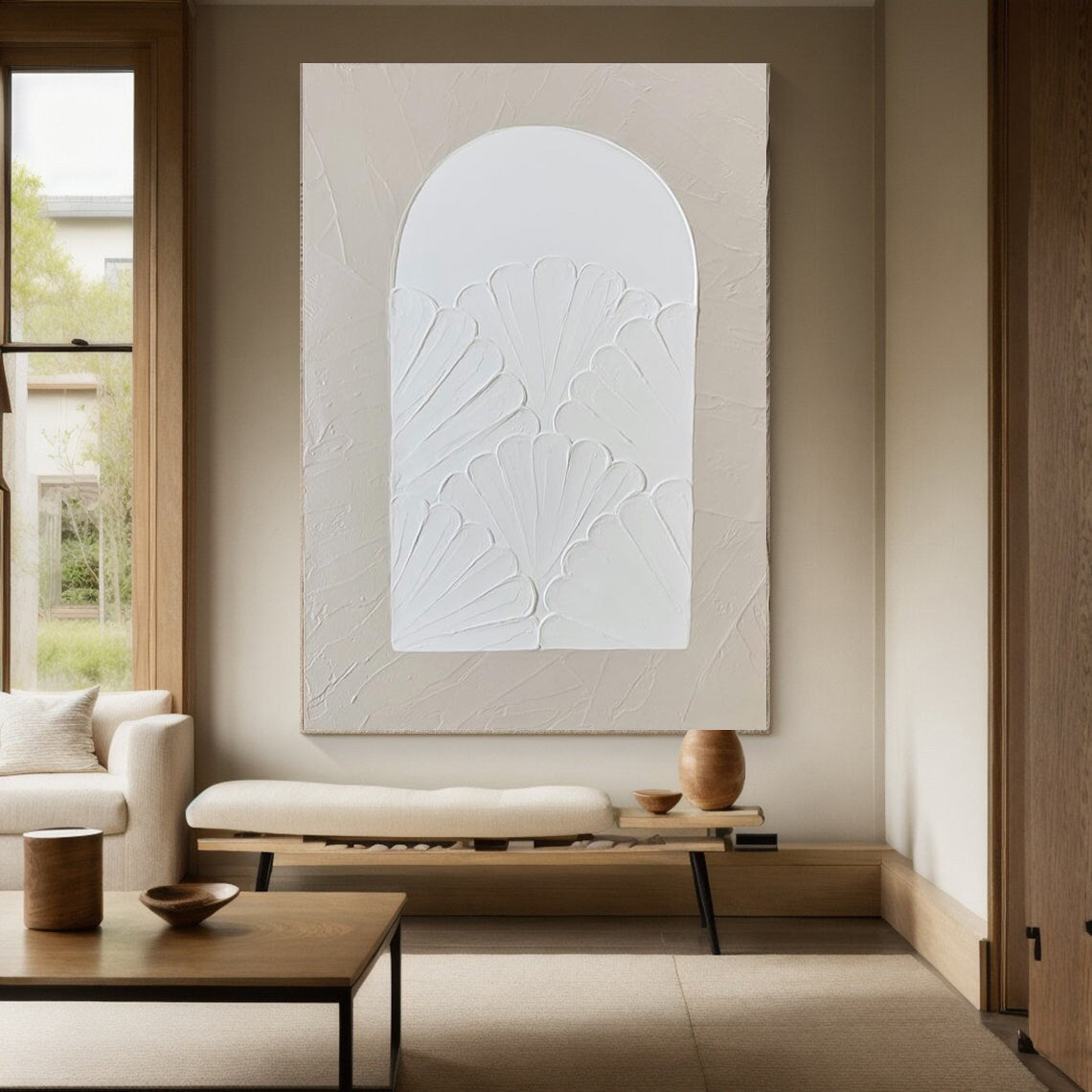 Elegant White Textured Wall Art For Serene Decor #MM013