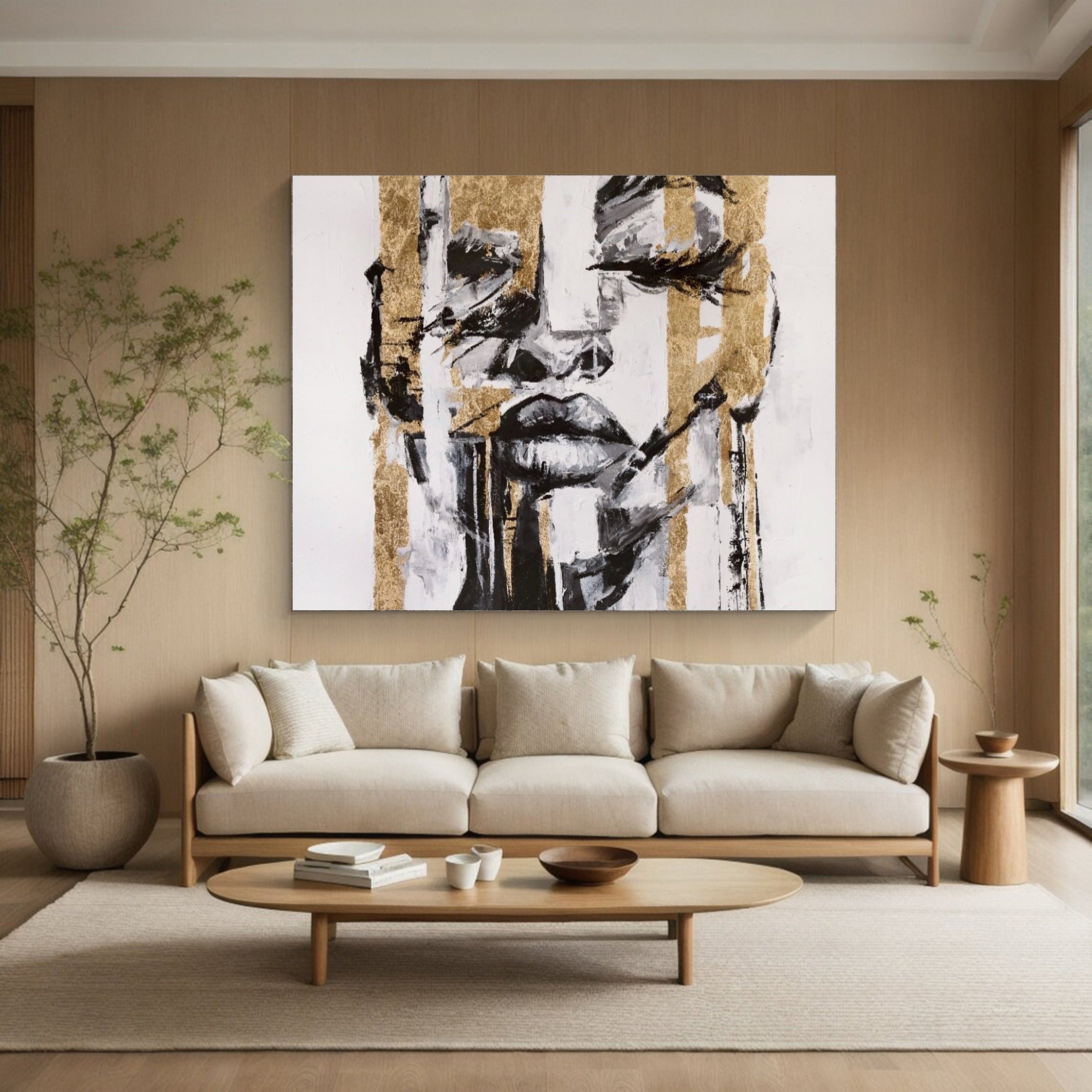 Abstract Human Portrait Contemporary Canvas Wall Art #HF008