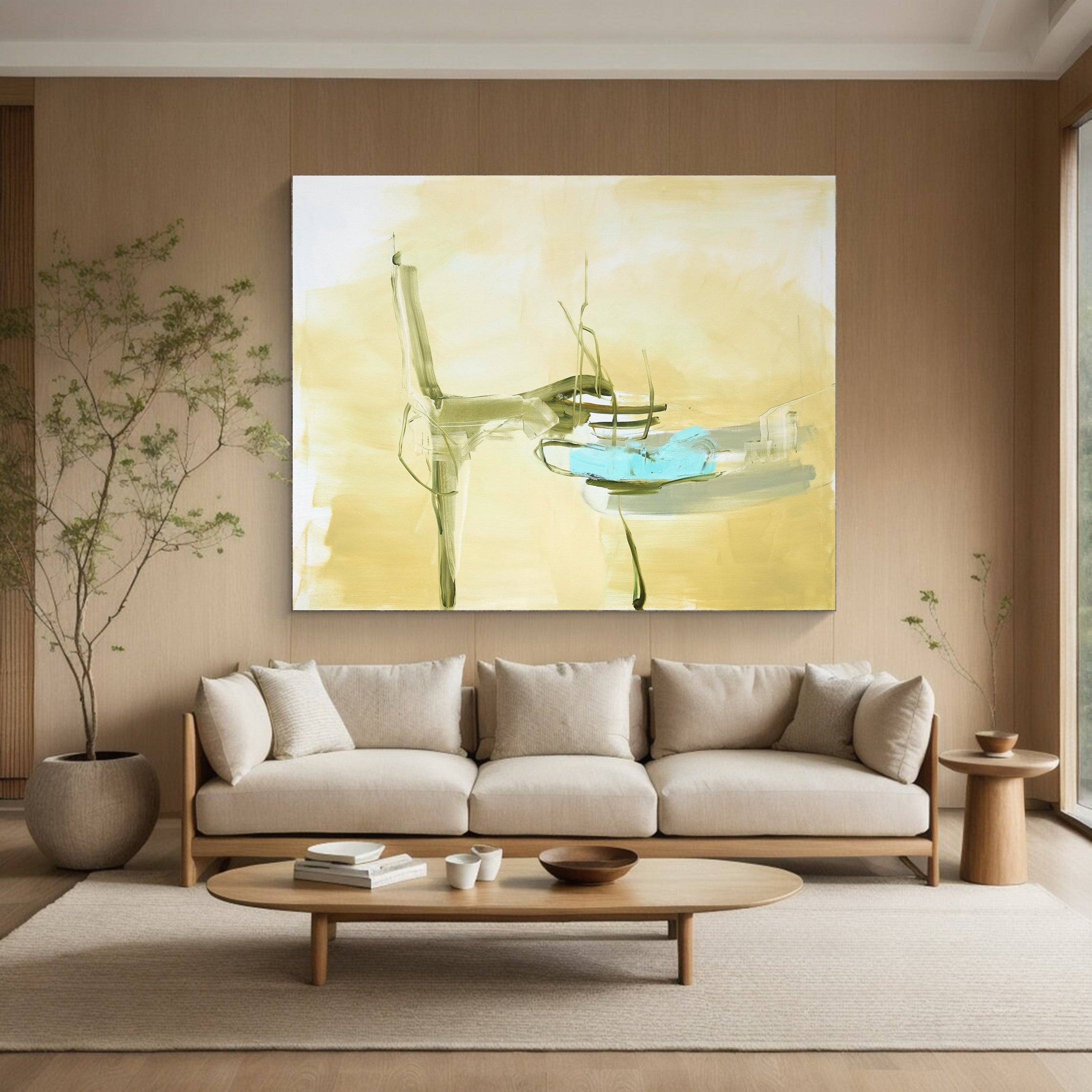 Abstract Landscape Oil Painting Warm Tones For Home Decor #MC005