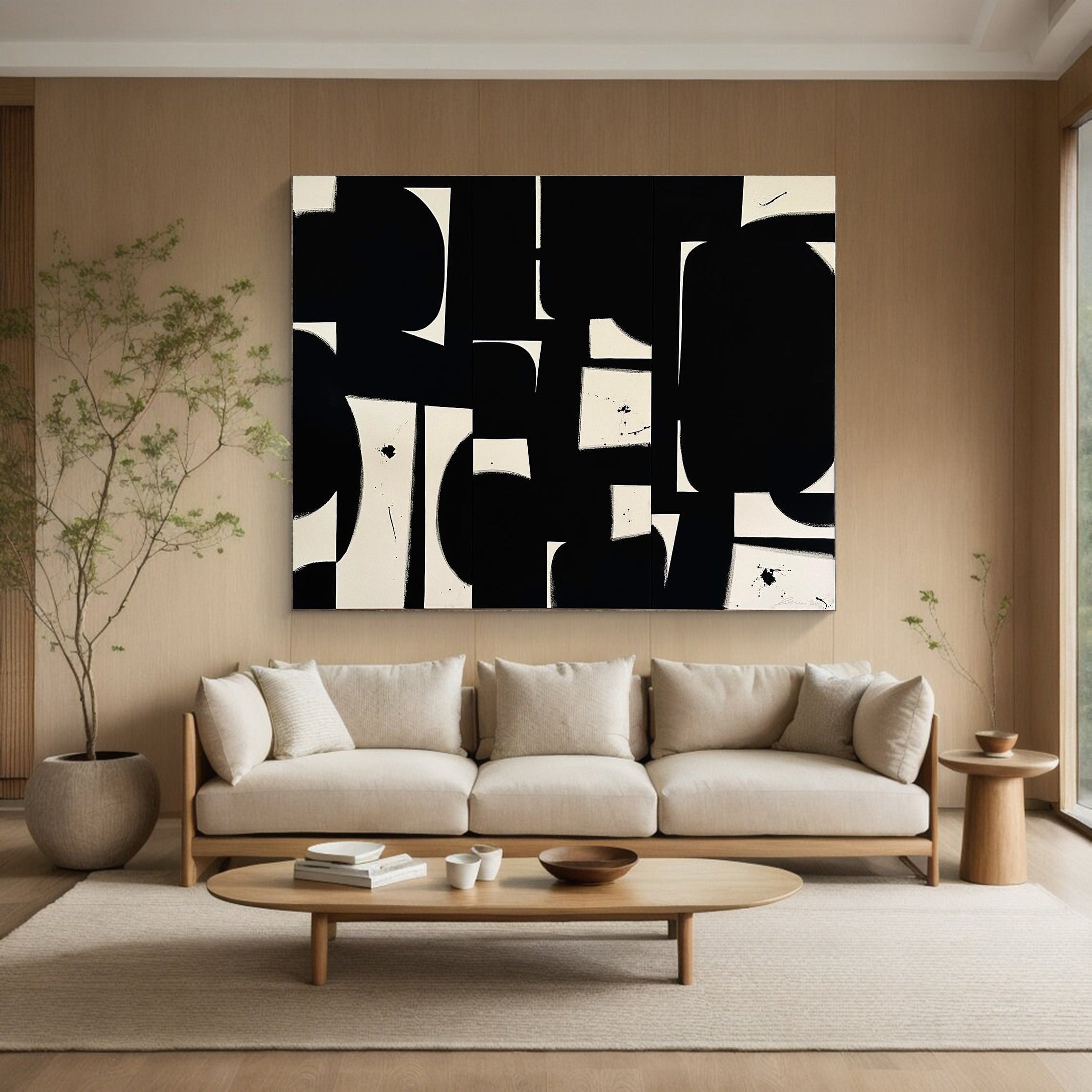 Black and White Abstract Art Minimalist Wall Decor #MM049