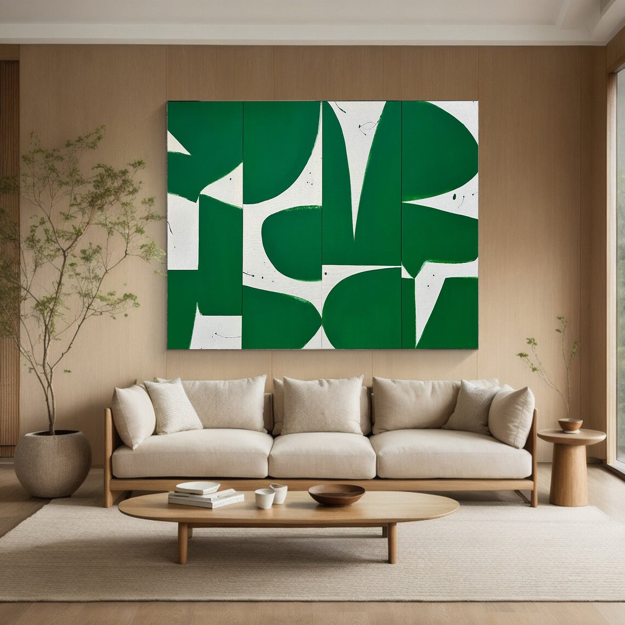 Green & White Geometric Abstract Art