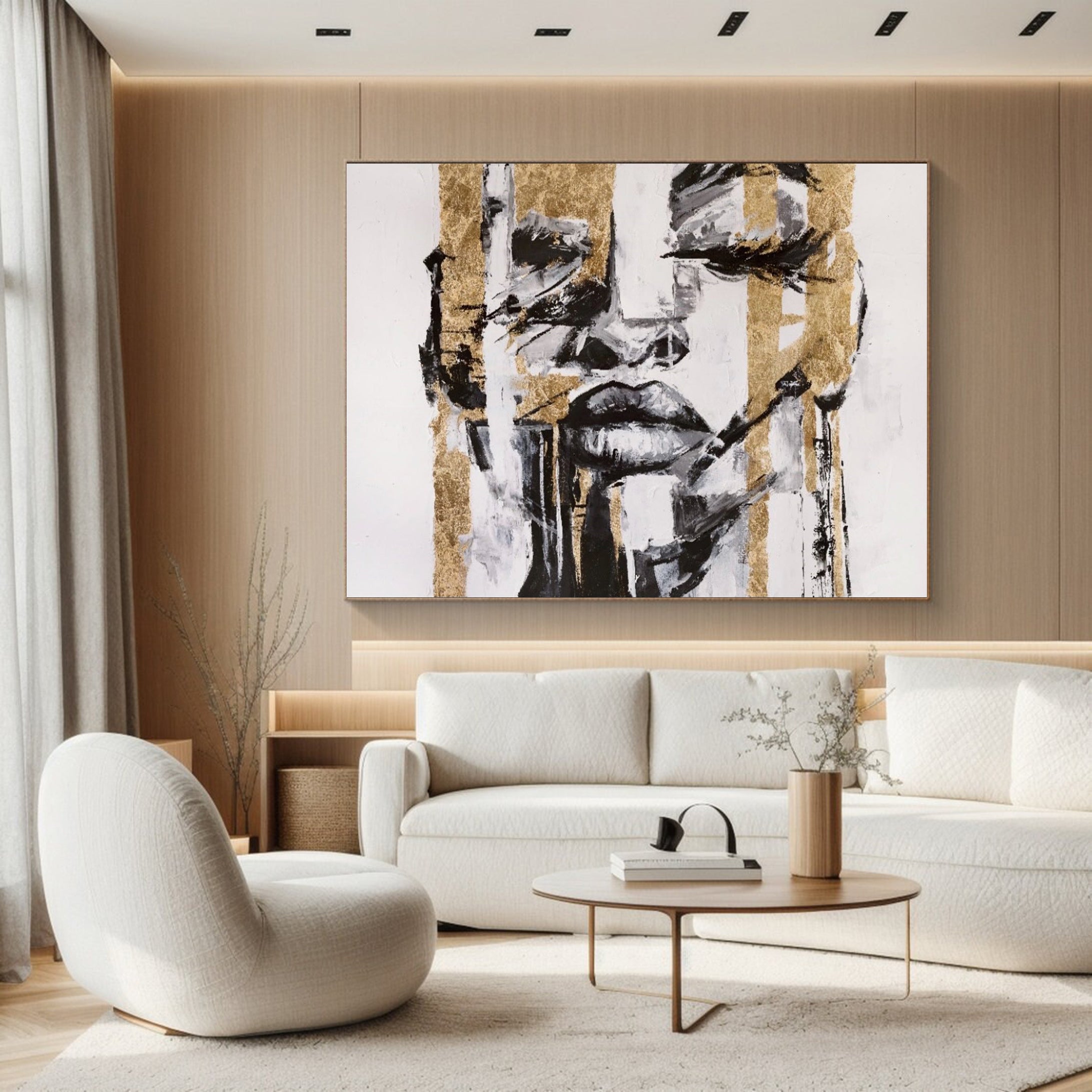 Abstract Human Portrait Contemporary Canvas Wall Art #HF008